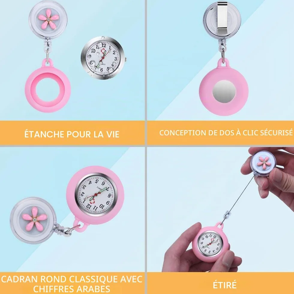 Vicloon Montre de Broche Infirmière en Silicone avec Broche pour Professionnels de la Santé