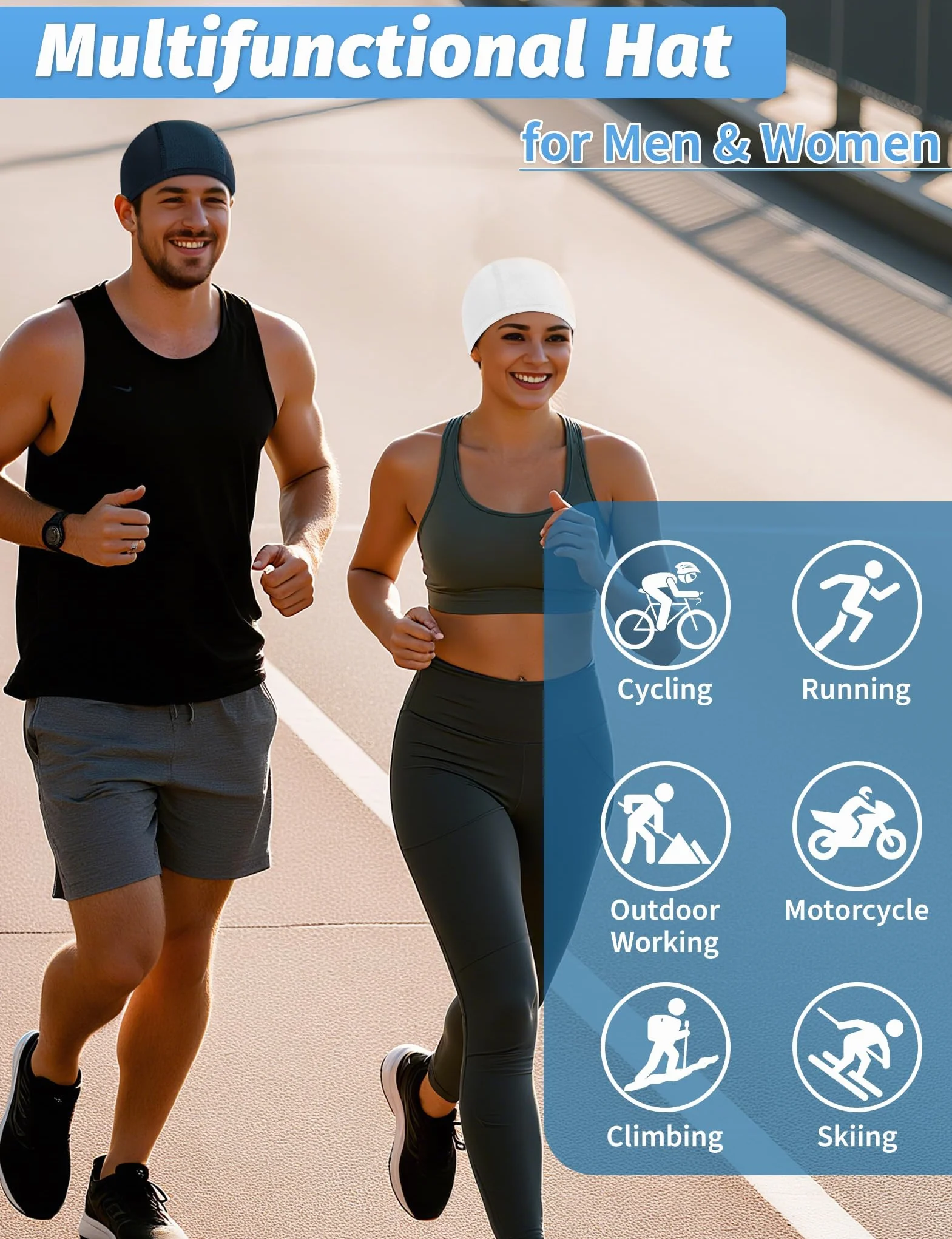 Becellen 3 Pièces Bonnet sous Casque Été Bonnets de Cyclisme Skull Cap Respirant Moto Running Léger