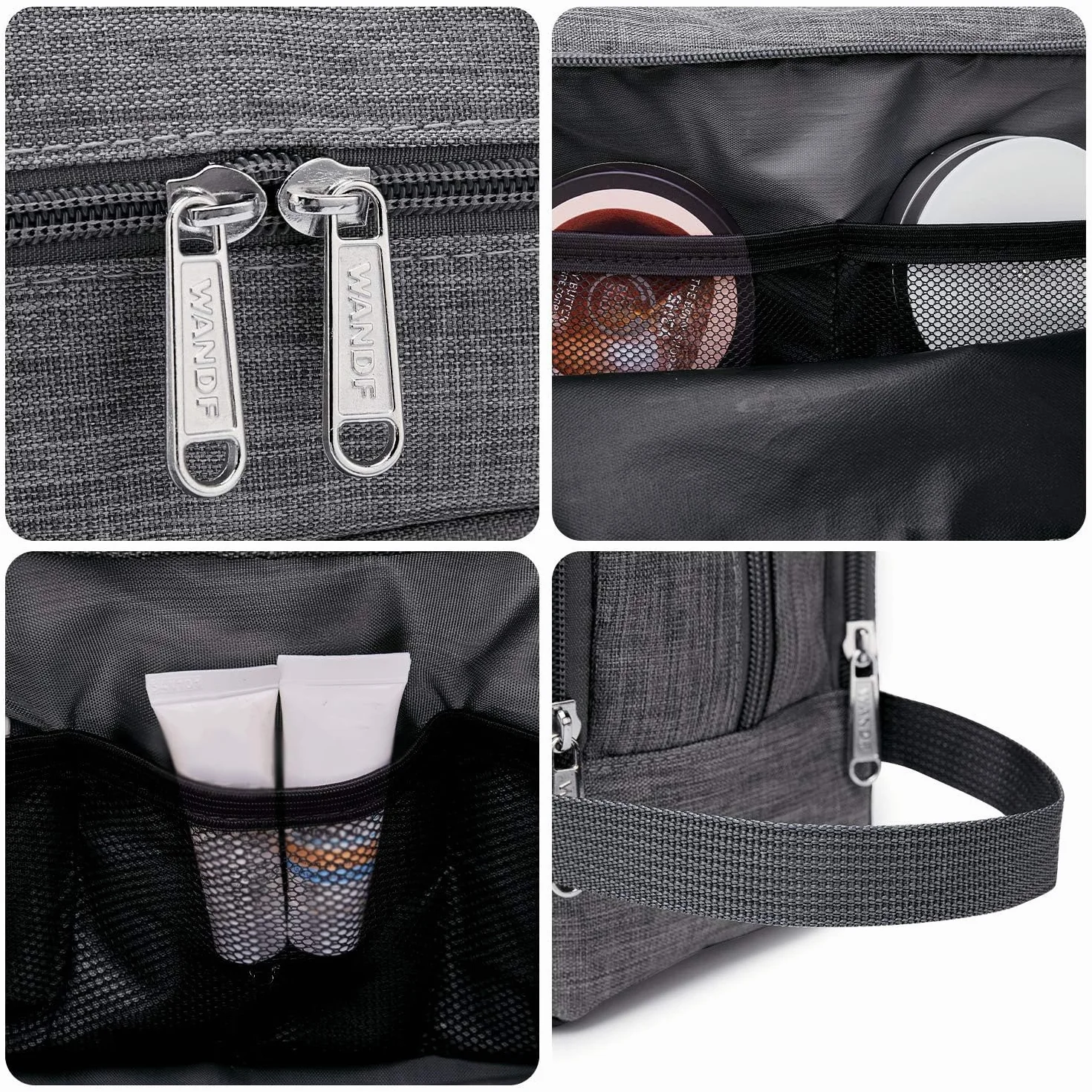 WANDF Trousse de Toilette Homme Sac de Voyage Organisateur Denim Grey