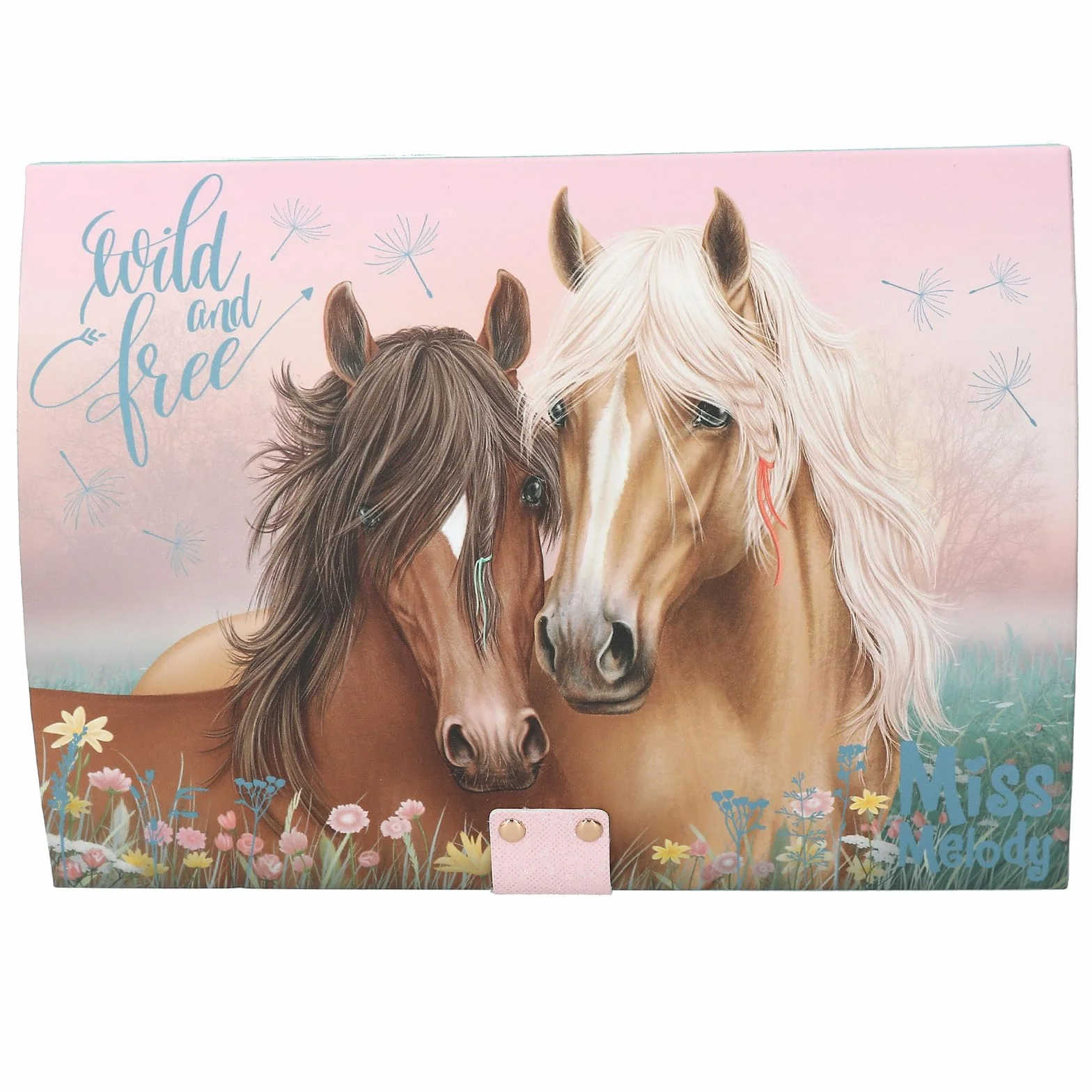 Depesche Miss Melody Grande boîte à Bijoux Turquoise Rose Chevaux Or Rose Code Son Miroir