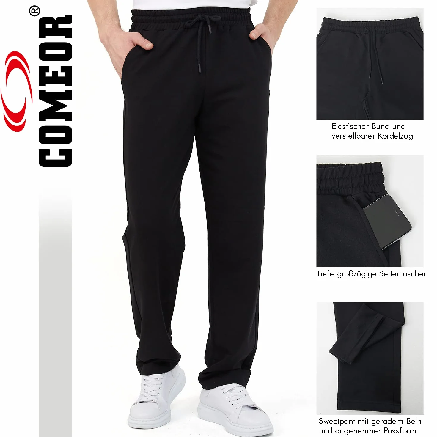 Comeor Pantalon de Jogging en Coton pour Homme - Joggers Long