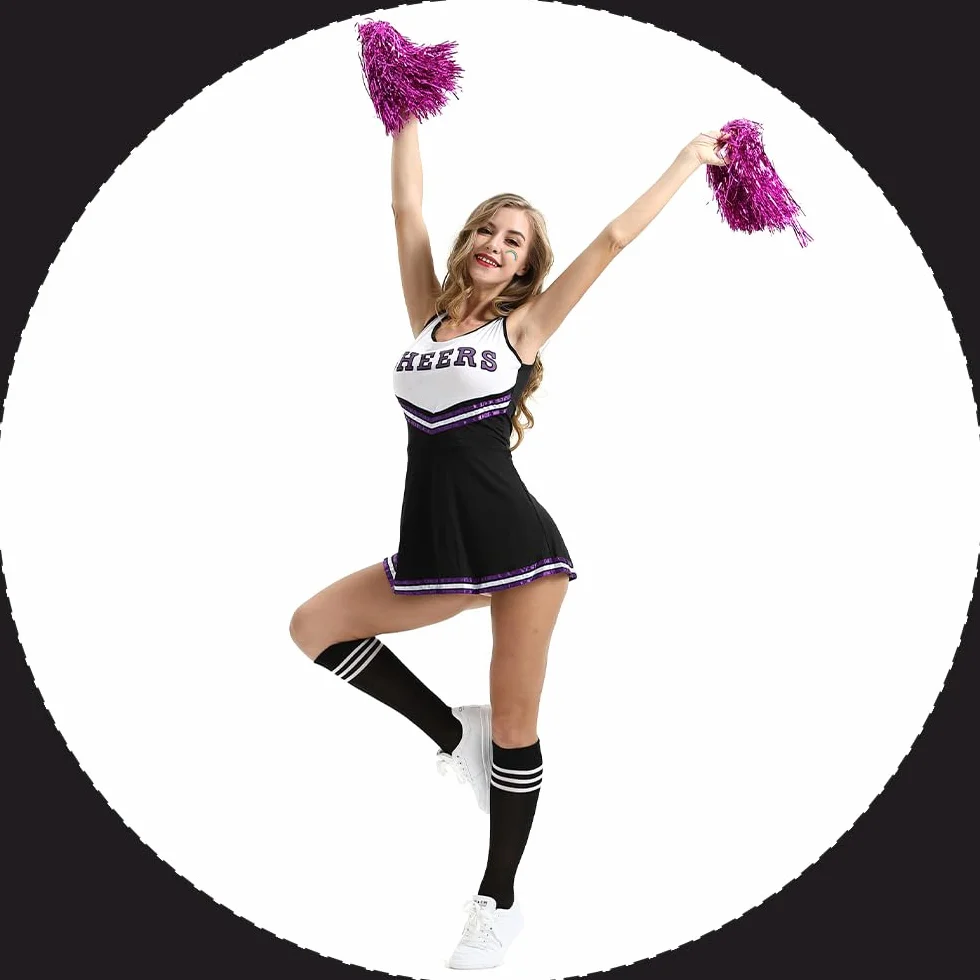 Costume de pom-pom girl pour femme adulte lycée carnaval Halloween