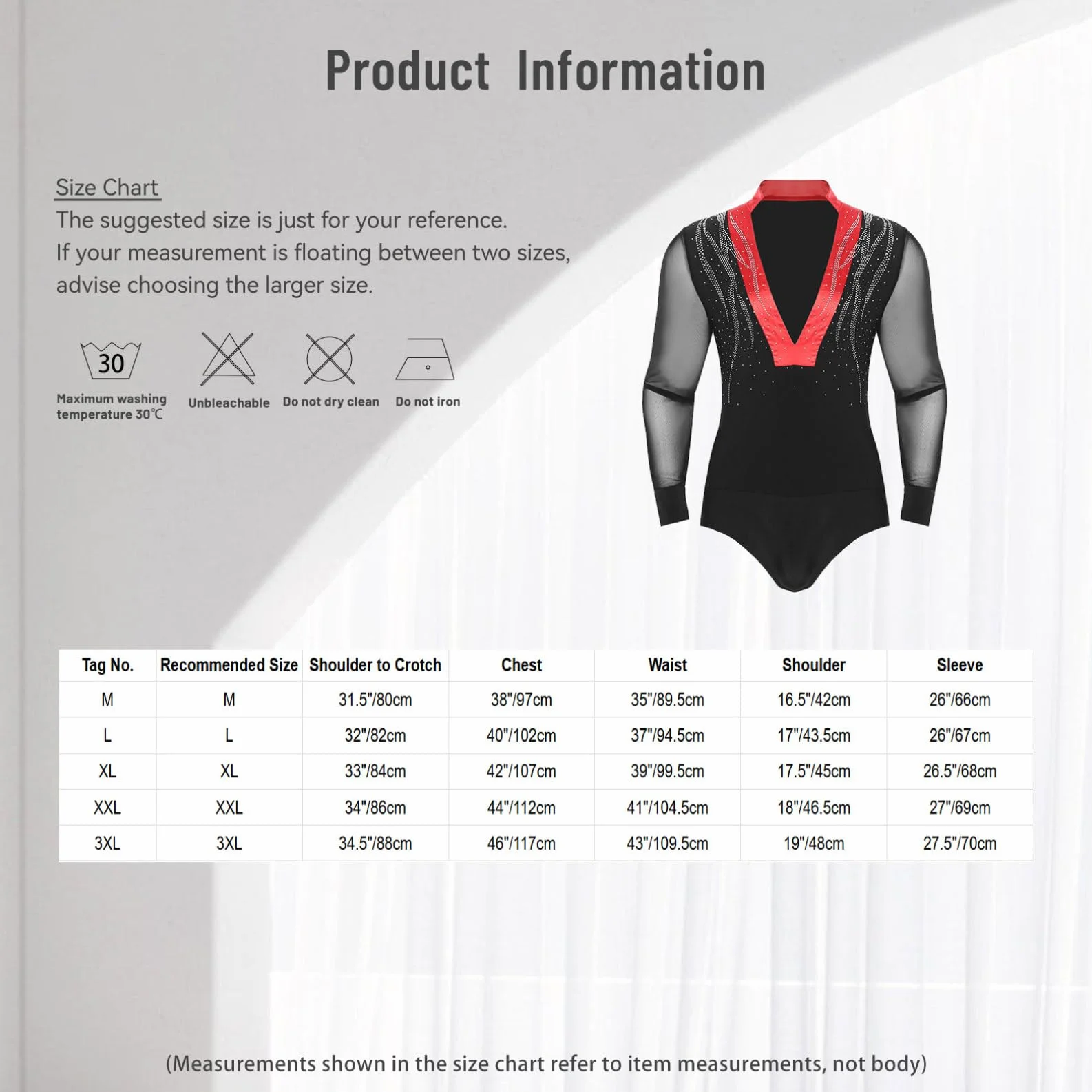 Justaucorps de Gymnastique Homme Strass Bodysuit Manches Longues Leotard Danse Ballet Combinaison Patinage Artistique
