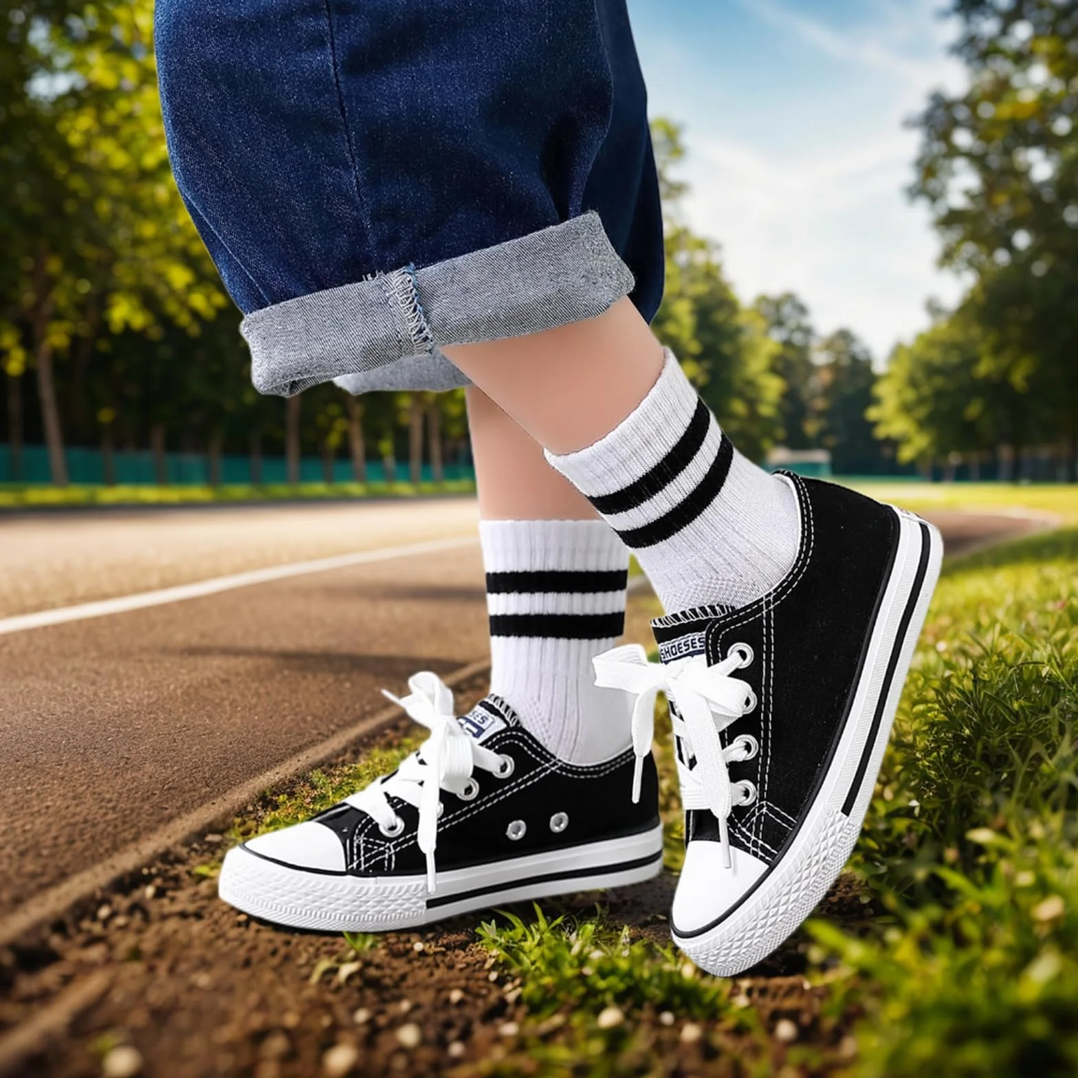 Chaussettes de tennis en coton élastique pour enfant lot de 9 paires
