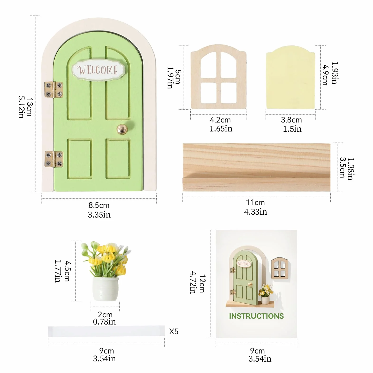 Porte féerique en bois pour mur – jouet de décoration de porte fenêtre, accessoire princesse magique pour chambre