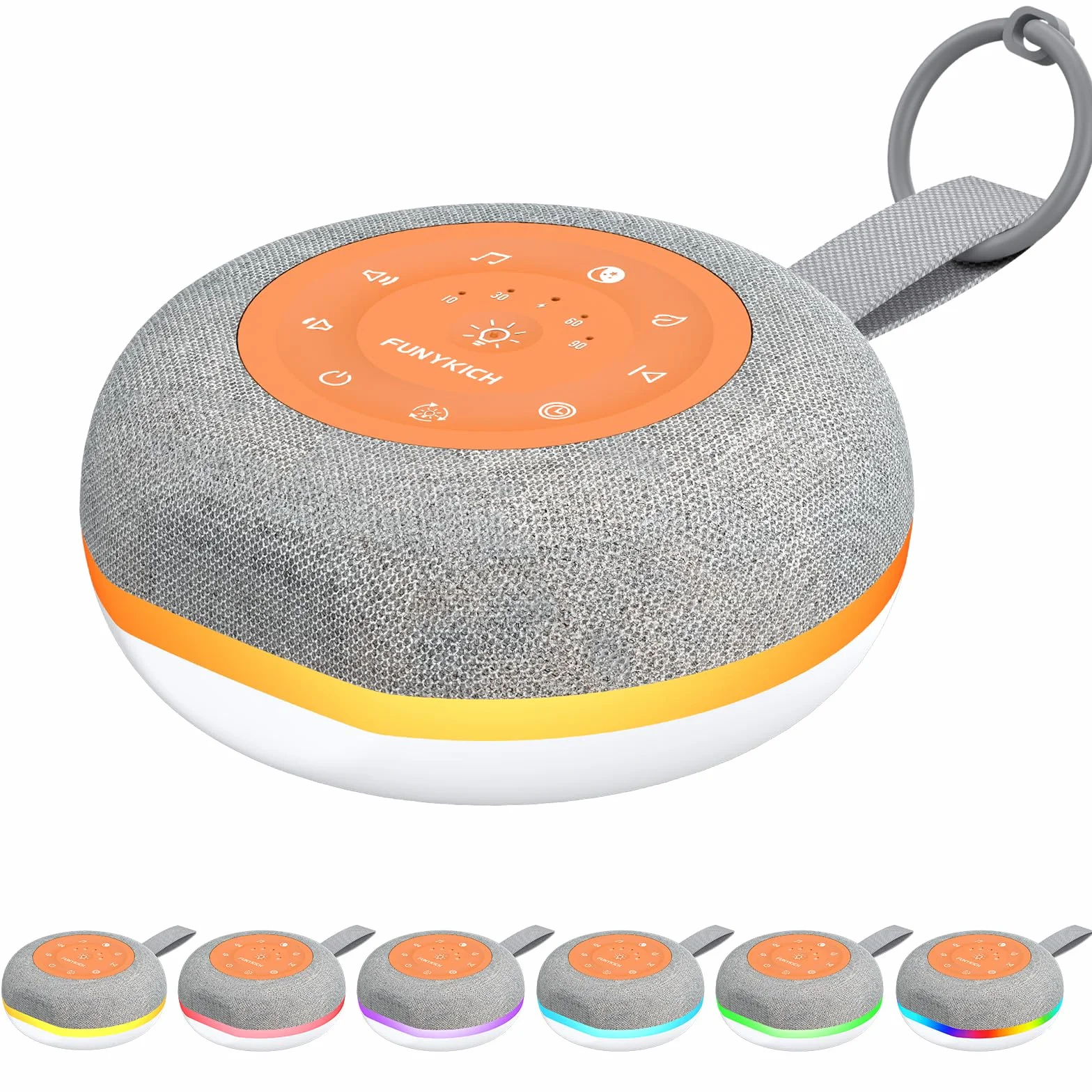 FUNYKICH Machine à Bruit Blanc Bébé 30 Sons Apaisants Veilleuse 7 Couleurs 4 Modes