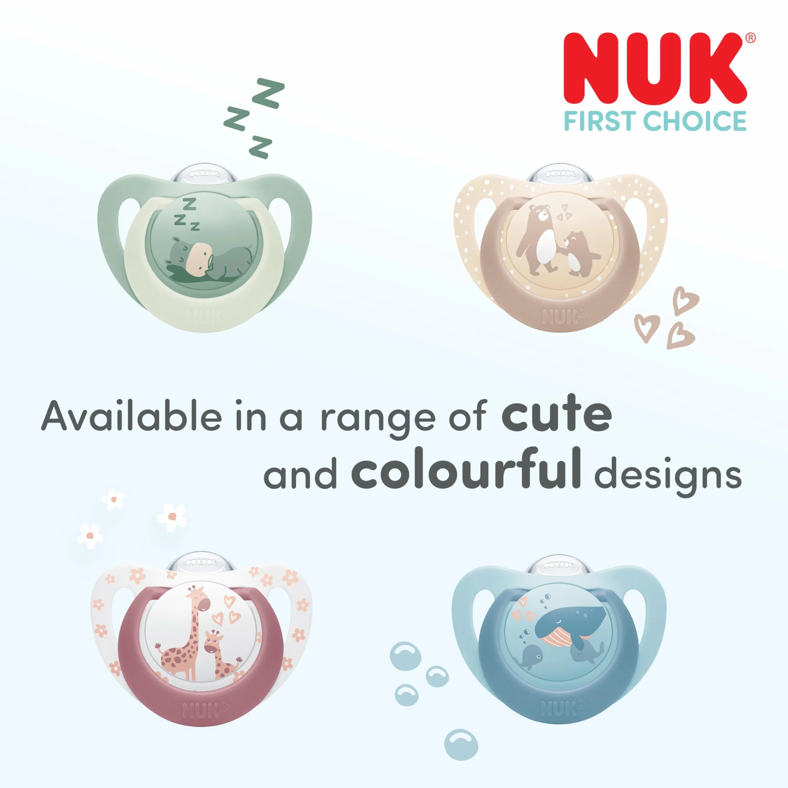 NUK First Choice Day & Night Tétines bébé 18-36 mois Sucettes orthodontiques phosphorescentes Lot de 4