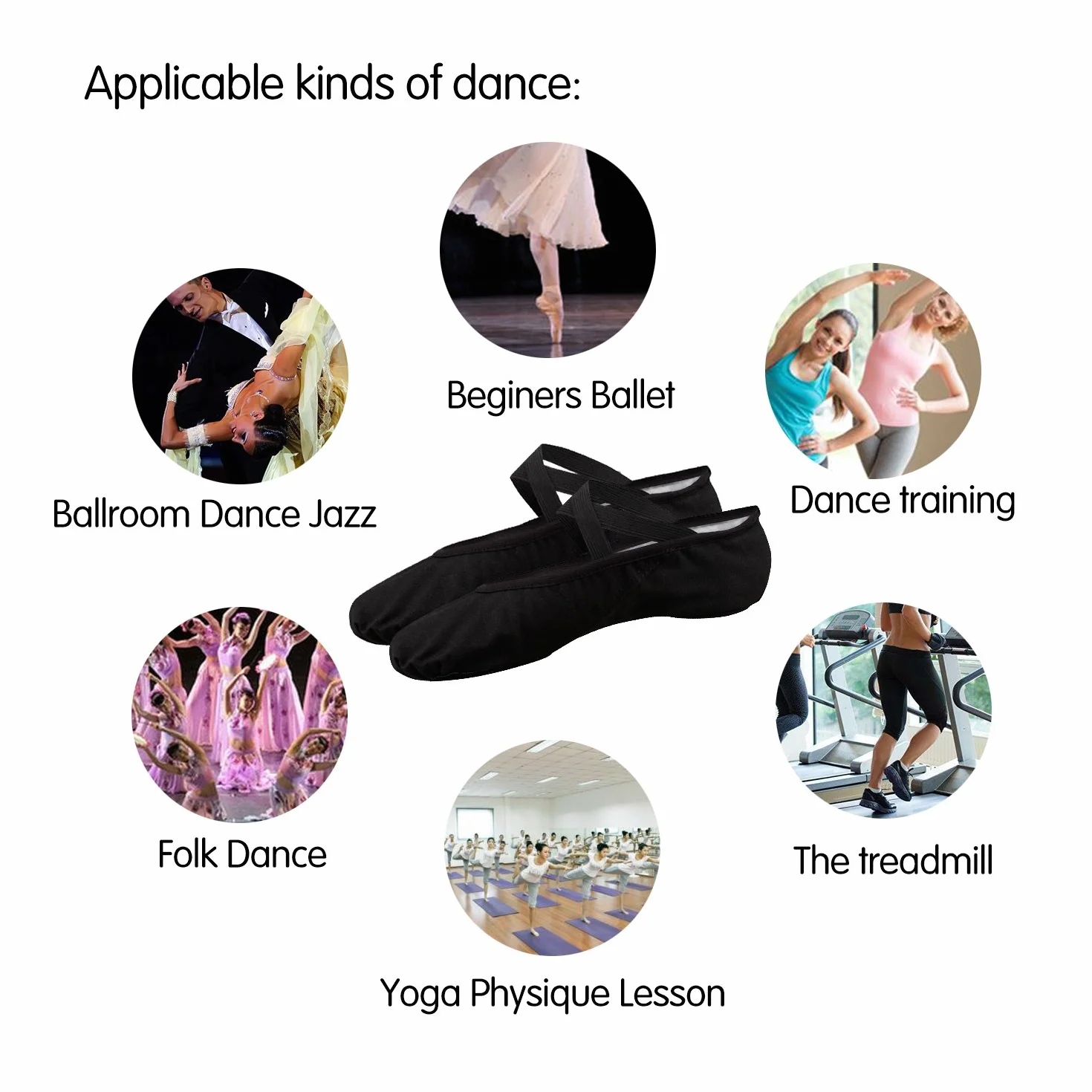 Bezioner Demi Pointe Pantoufle de Ballet Rose et Noir Chaussures de Danse pour Enfants, Adulte
