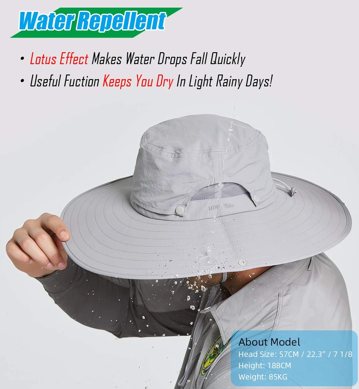 Chapeau Soleil Homme Anti UV UPF50+ Lare Bord Ete Mesh Respirant