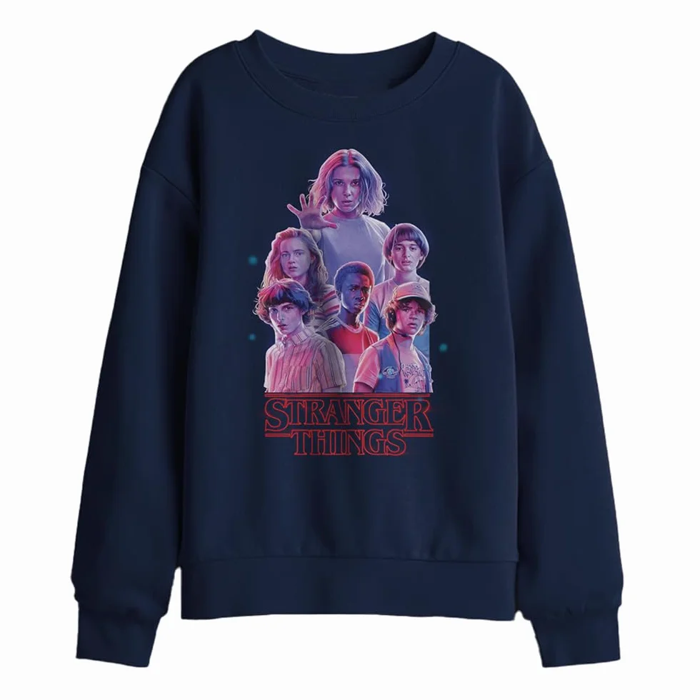 Stranger Things Pink Glow Group Kids Sweatshirt Black Maillot de survêtement Enfant Lot de 1