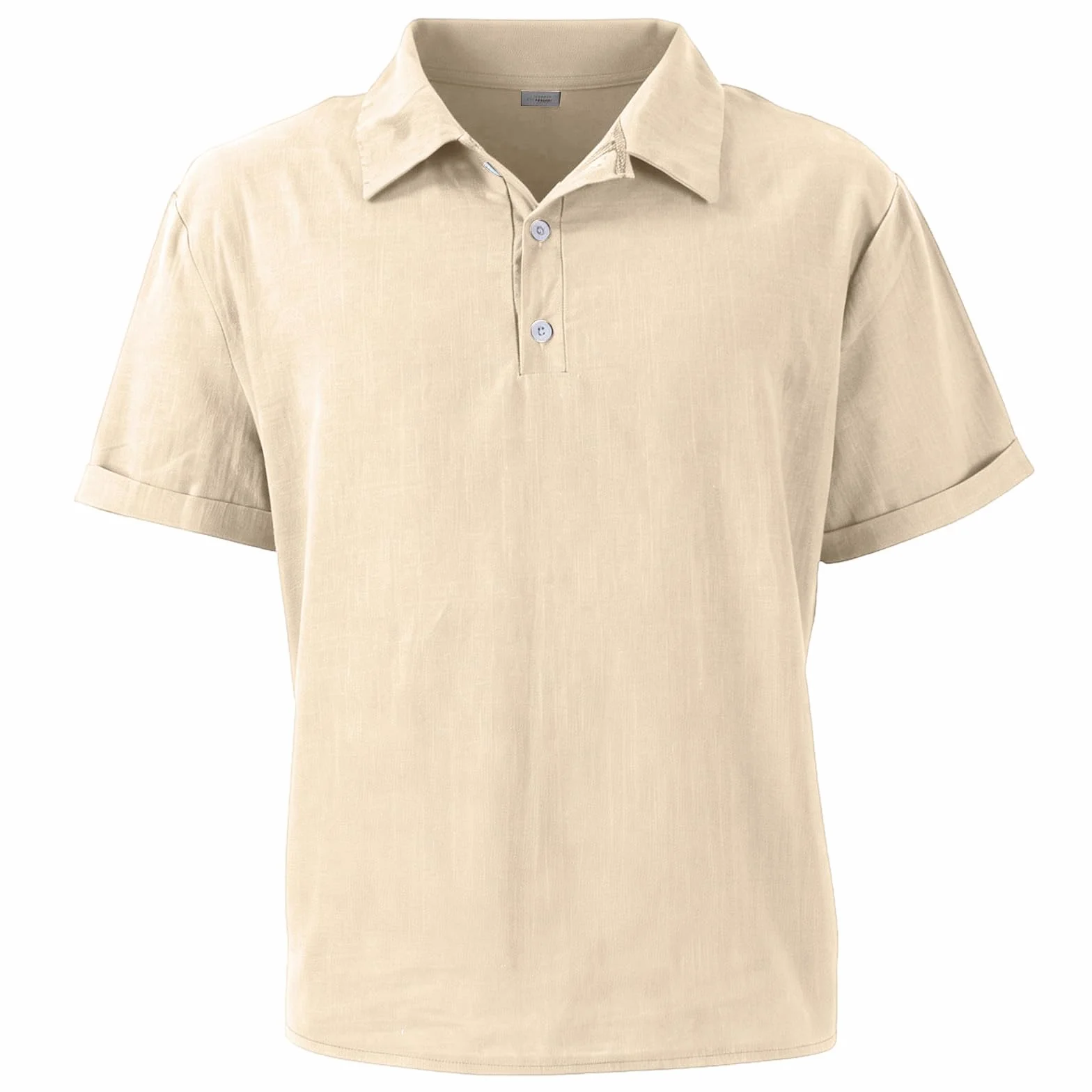 Polo Homme Manches Courtes Lin Bambou Col Rabattu Respirant Golf