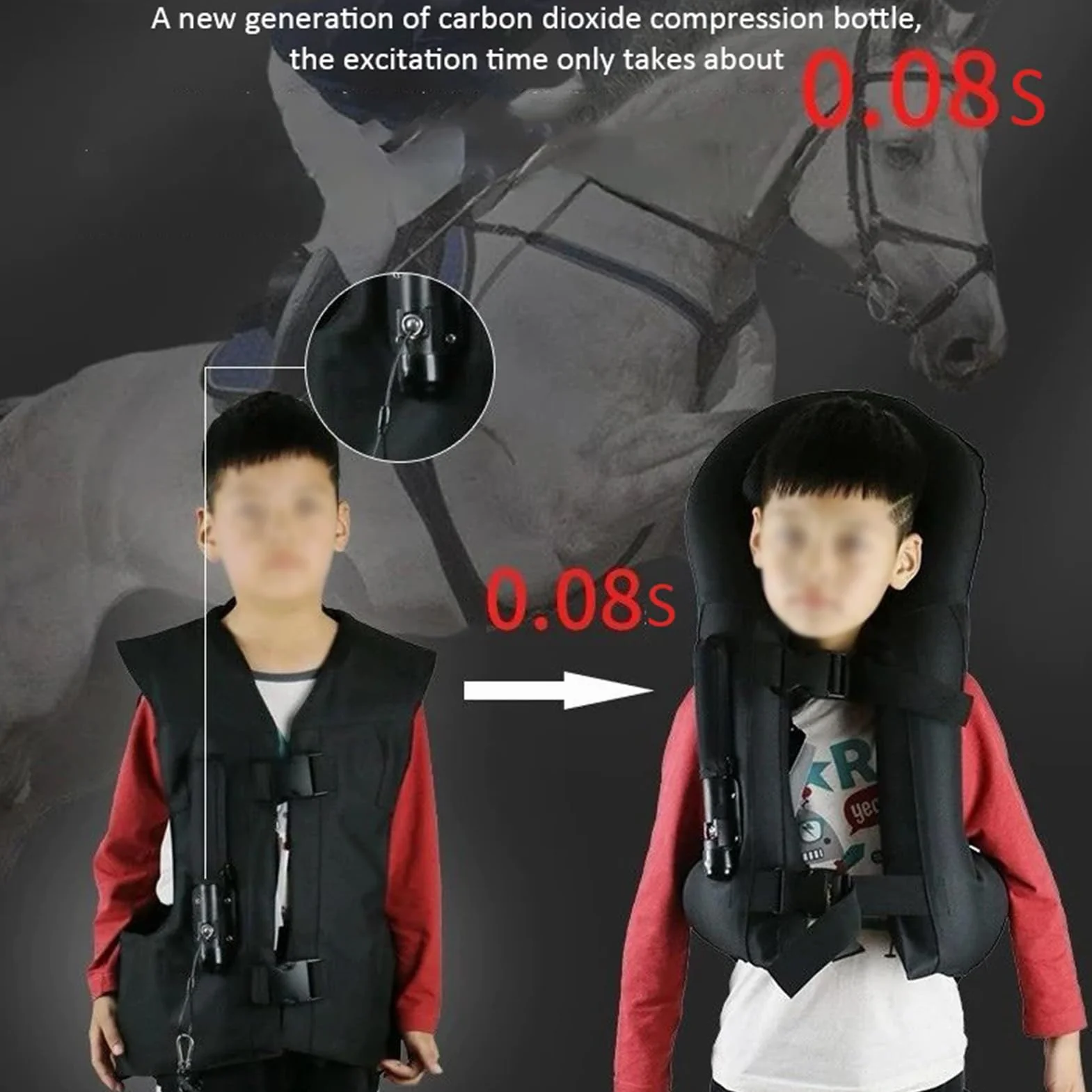 Gilet Airbag Équestre Enfant Protection Réglable Équitation 4 Saisons