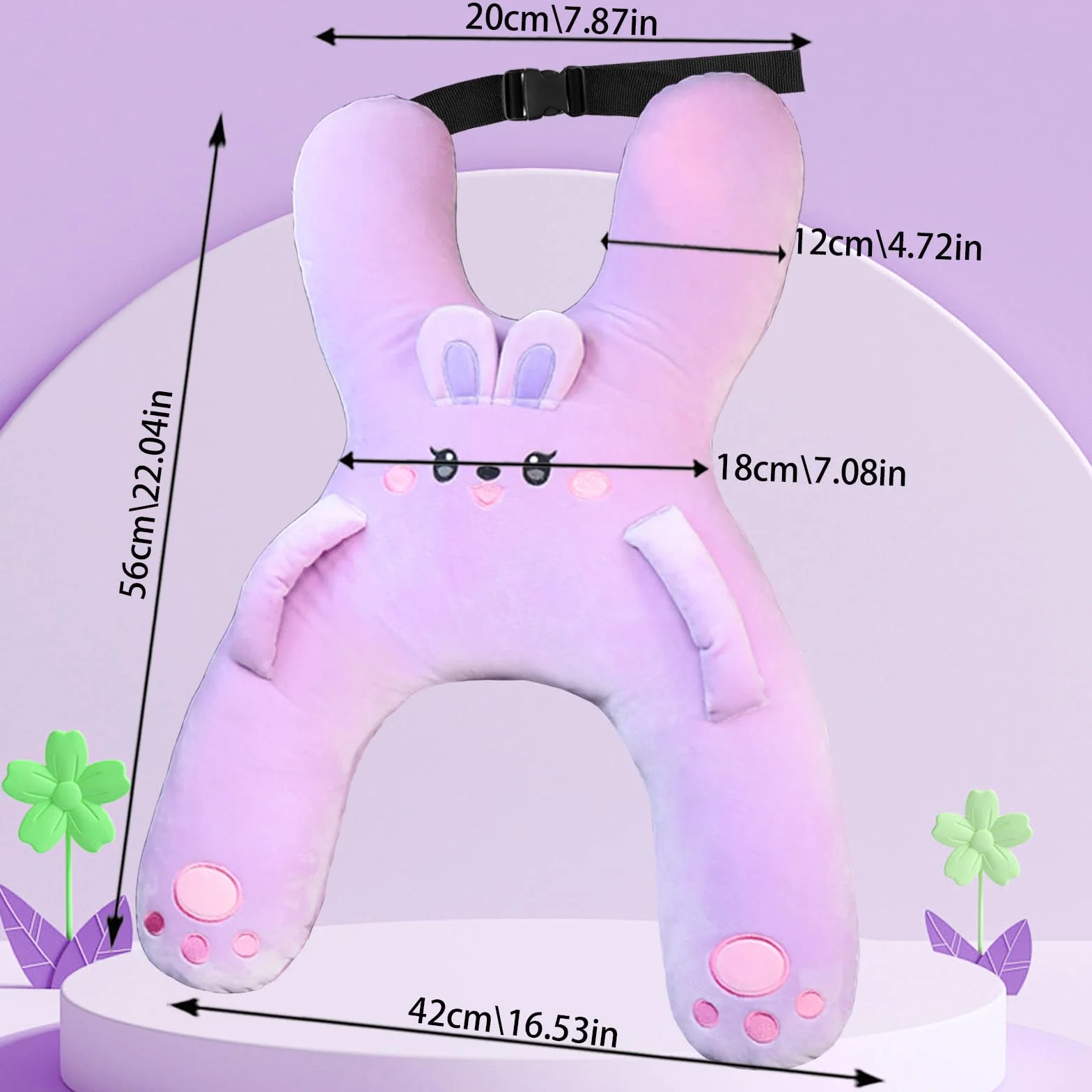 Coussin de Voyage Enfant en Forme de H pour Voiture Avion Train (Violet)