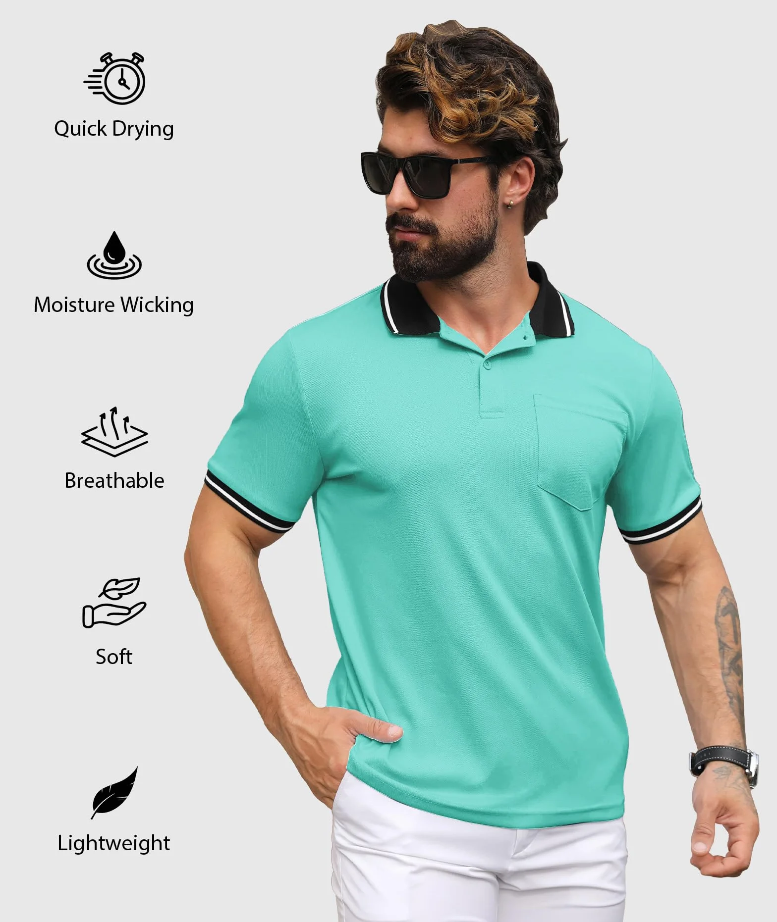 SwissWell 3 Pièces Polo Homme Manches Courtes Golf Anti Transpiration Respirant