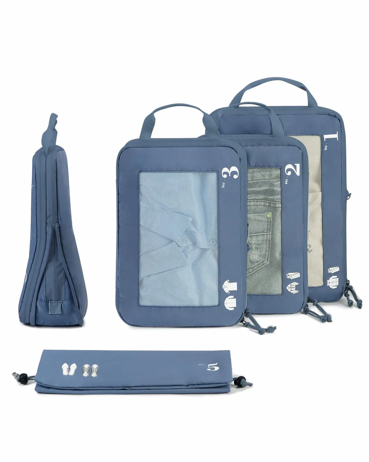 ECOHUB Organisateur Valise Cabine Rangement Packing Cubes Kit Voyage Bleu pur