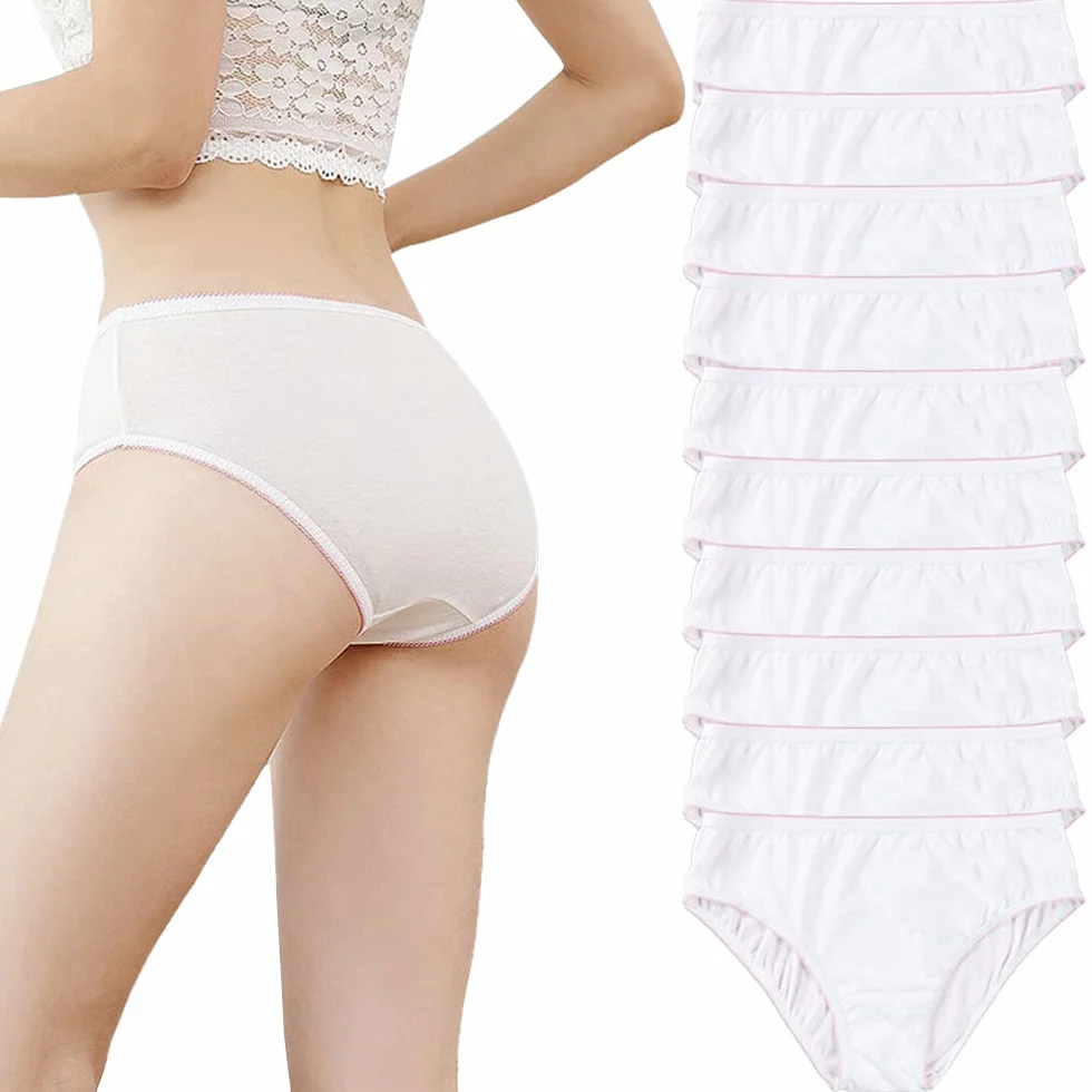 Slips Jetables Femme Coton Culottes Jetables Maternité Périodique Grossesse Accouchement Lot de 10