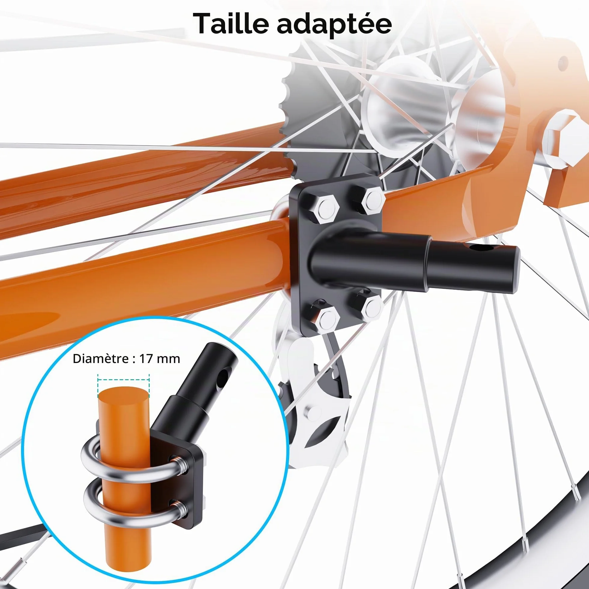 Attelage de Remorque de Vélo - Adaptateur avec Goupille de Sécurité en Acier Allié