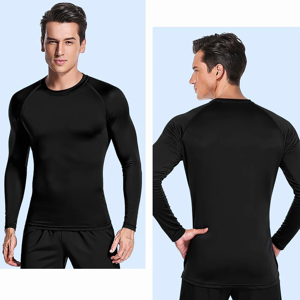 Maillot Compression Manches Longues Sport Homme Baselayer Séchage Rapide Respirant Fitness Running