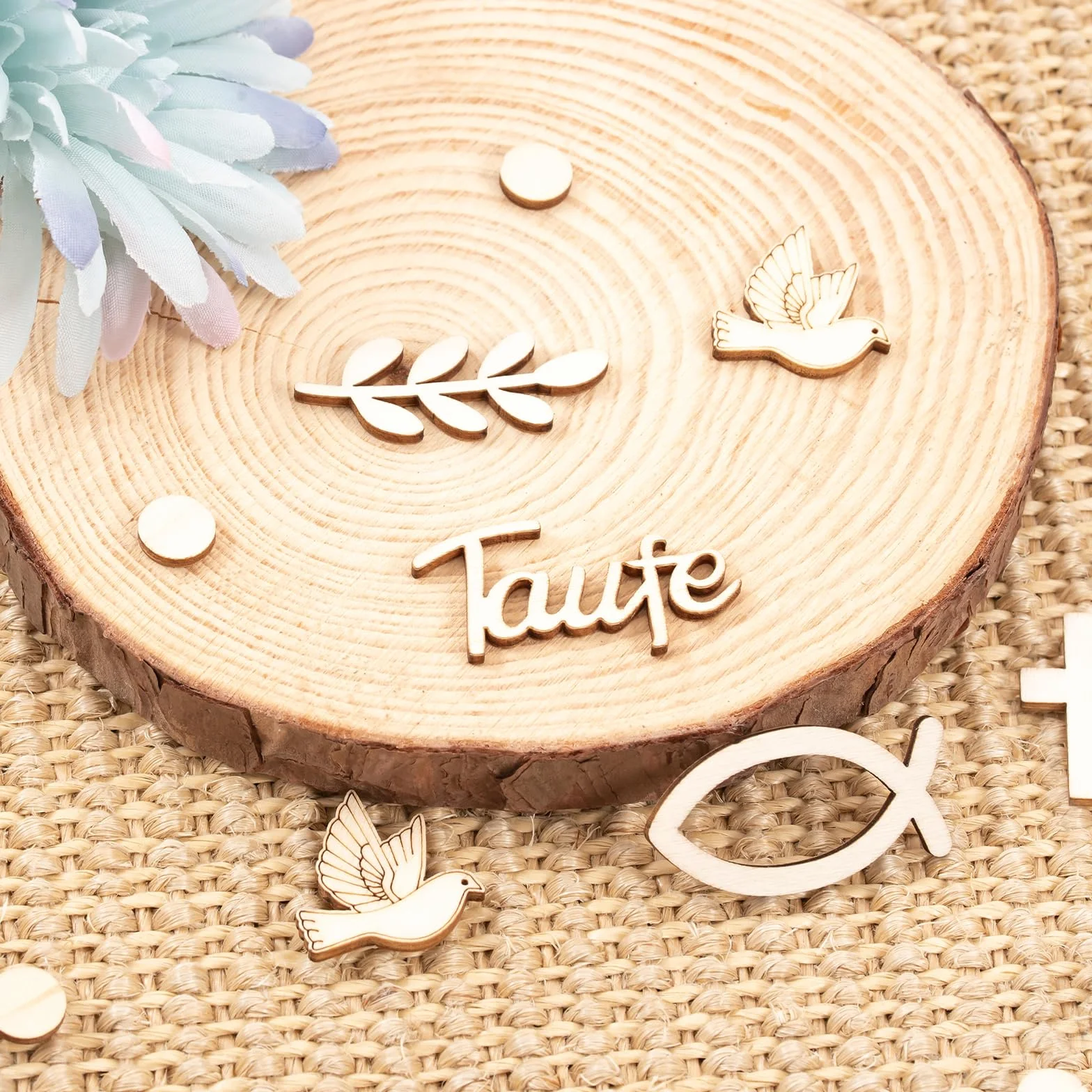 Décoration à disperser en bois pour baptême communion garçon fille poissons