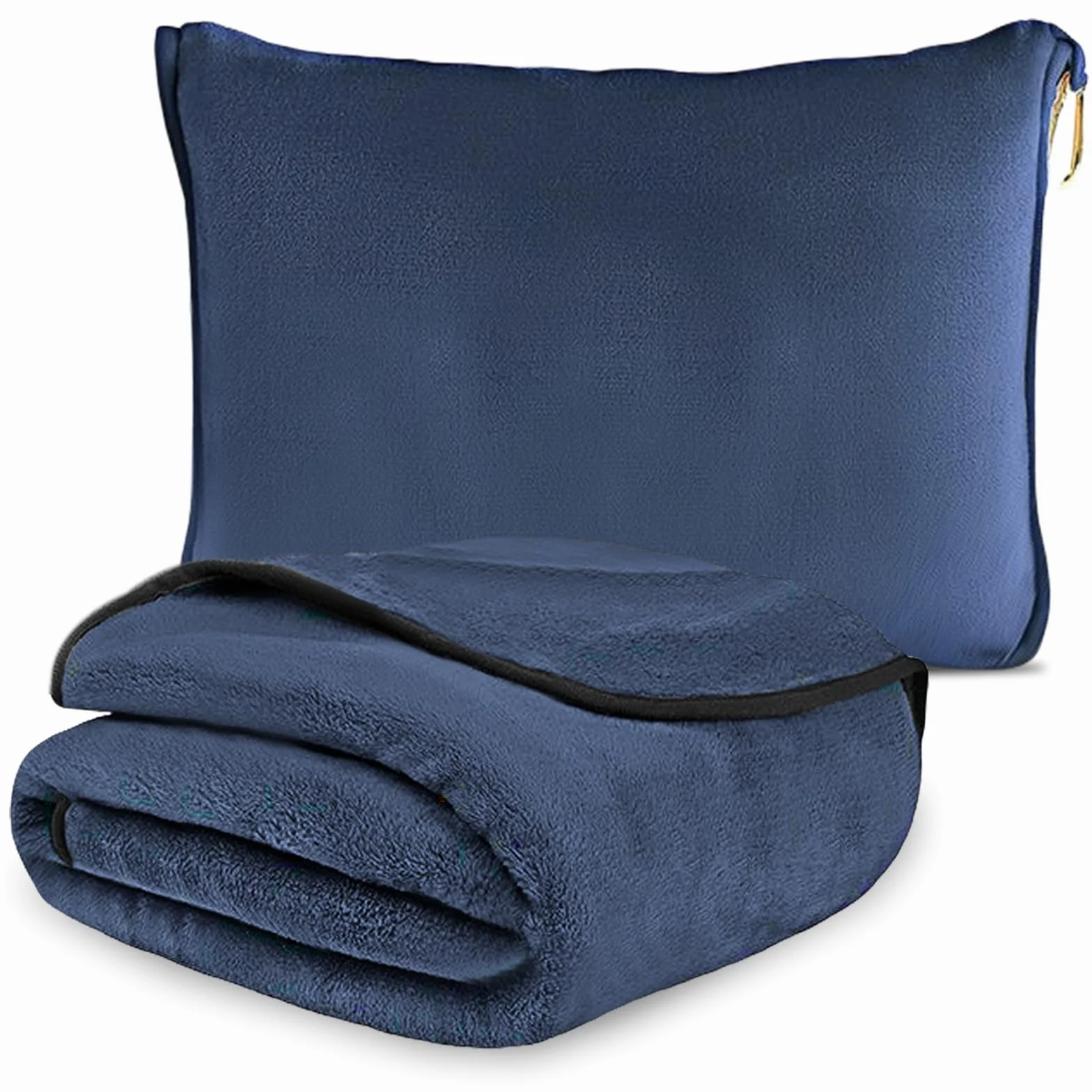 Couverture de voyage aérien 2 en 1 portable bleu marine 152 x 127 cm