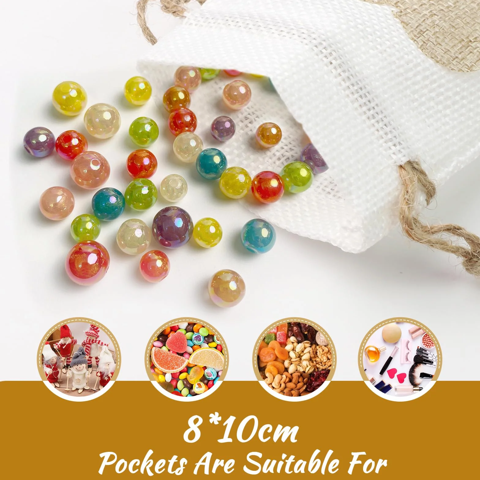 Pochette Cadeau Tissu Réutilisable 30 Pièces 8x10cm Pochon Bijoux Sac Jute