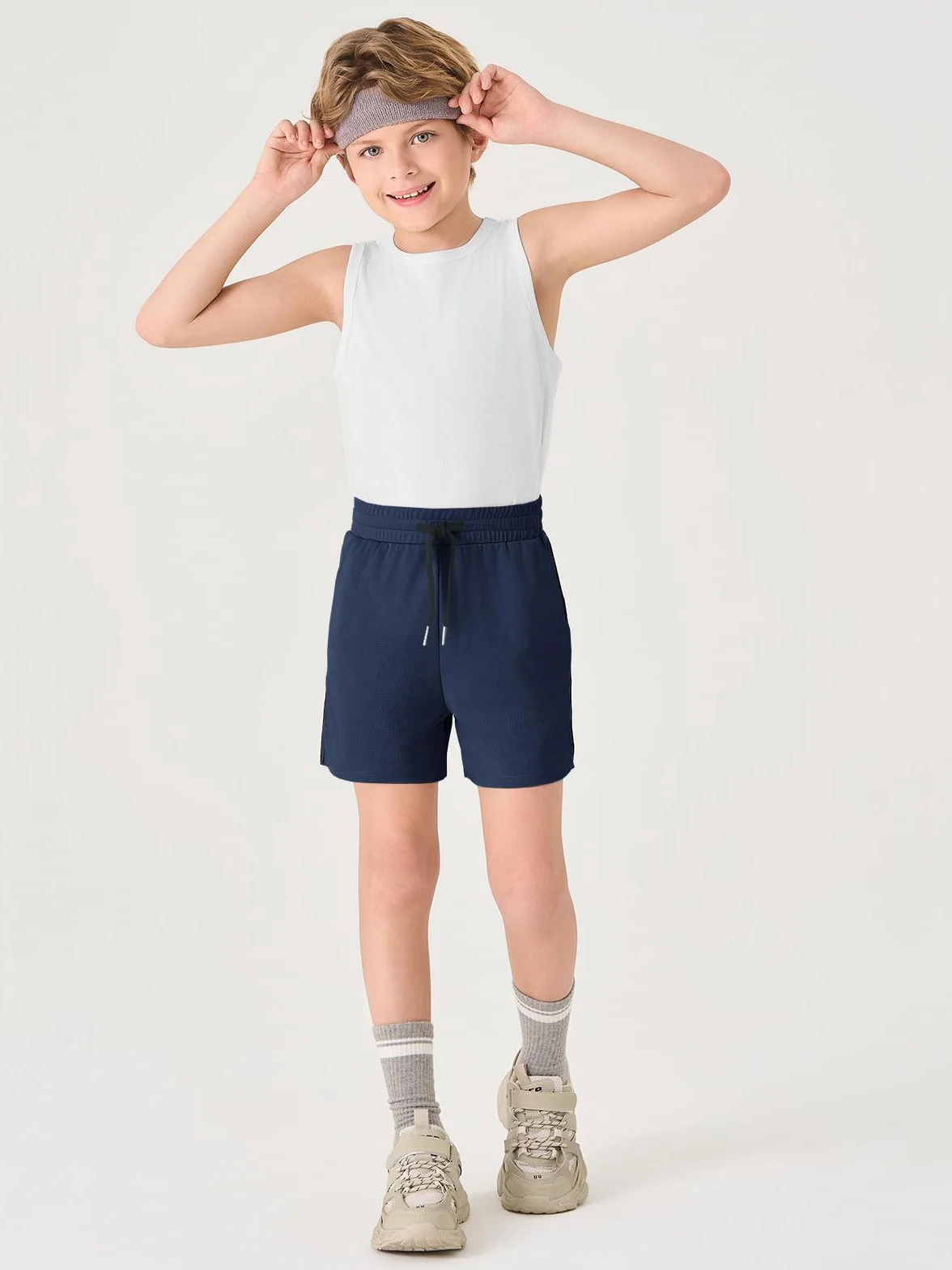 Short d'été court pour garçon - Pantalon de basket-ball taille élastique séchage rapide