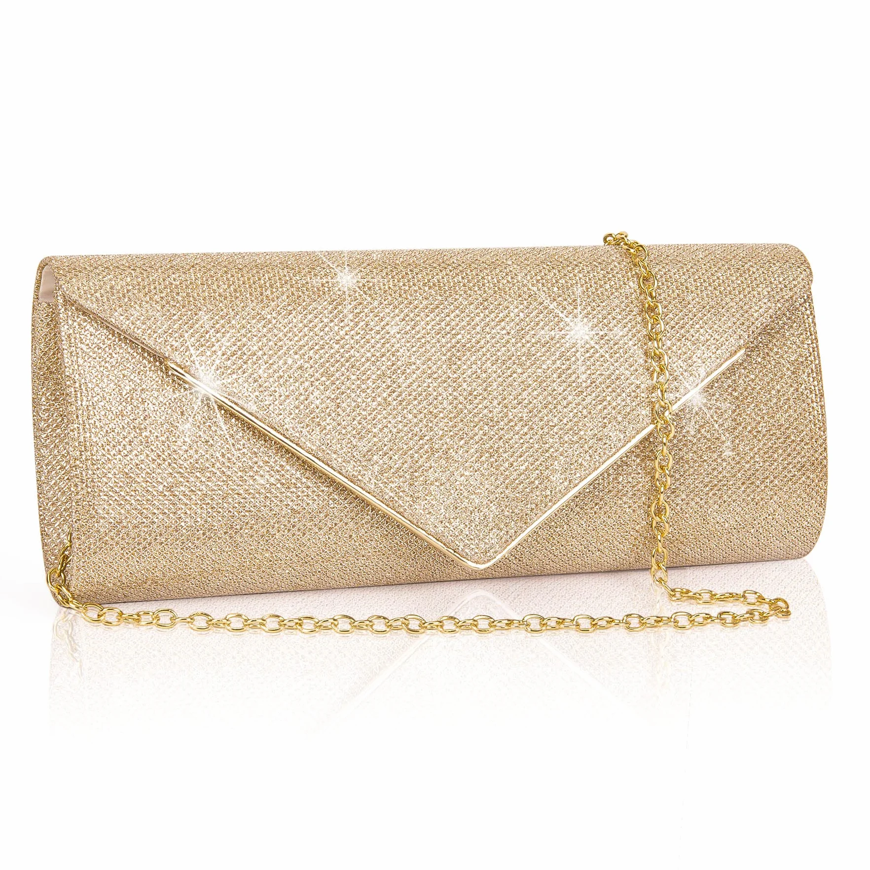 Larcenciel Pochette Enveloppe Sac de Soirée Paillettes Argenté Rose