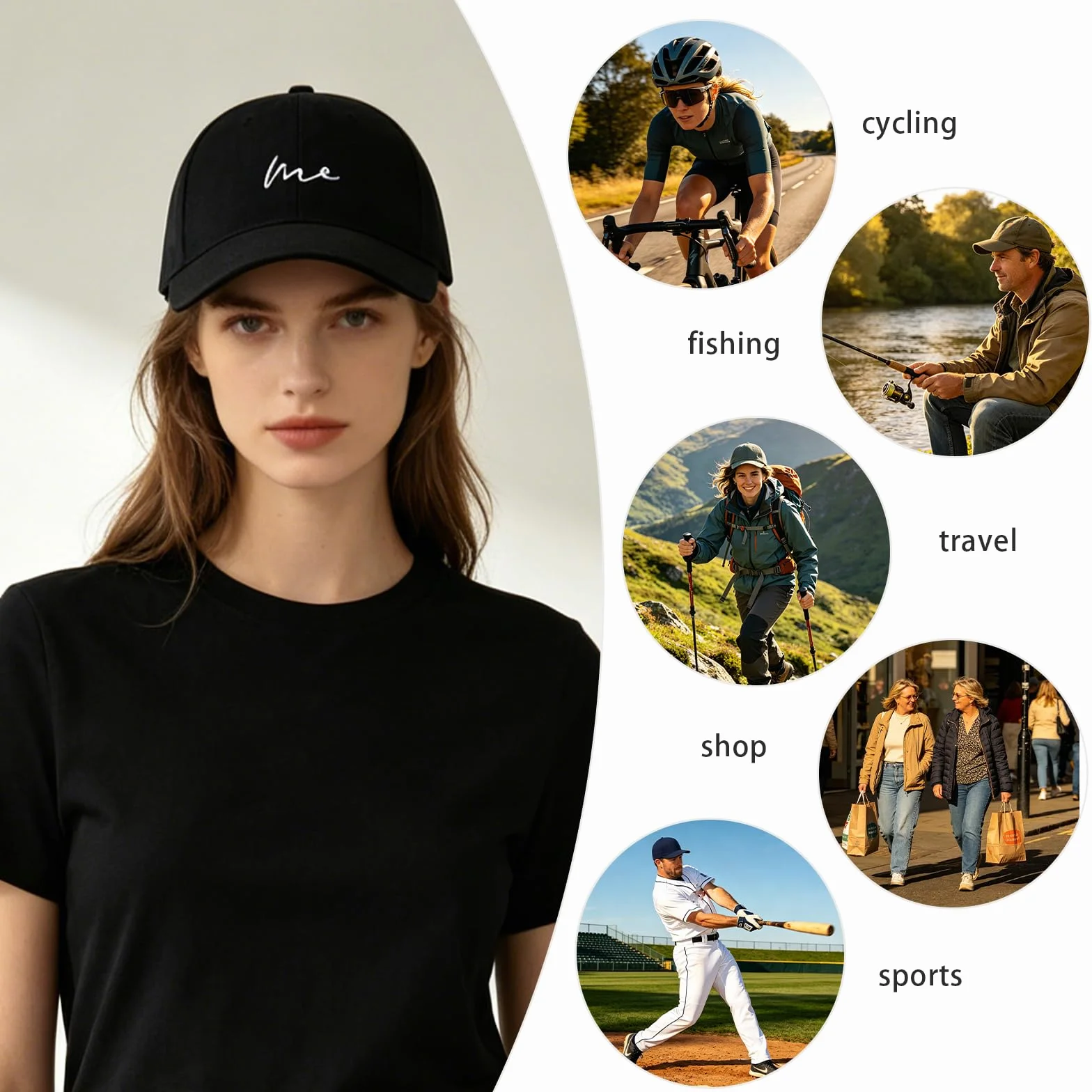 Casquette de Baseball Femme Protection UV Ajustable Respirante Taille Unique