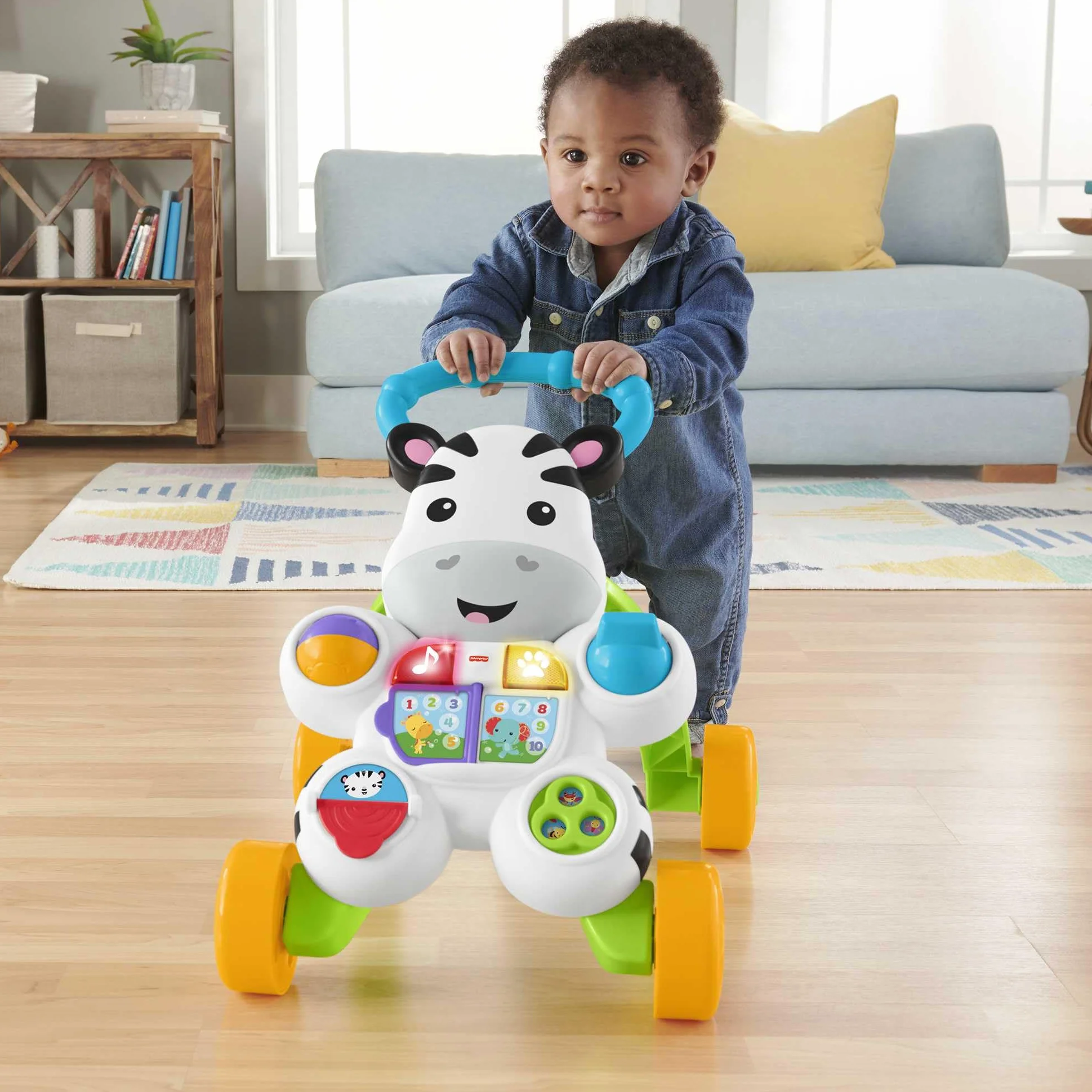 Fisher-Price Trotteur Musical Mon Trotteur Zèbre Parlant Version française DLD96