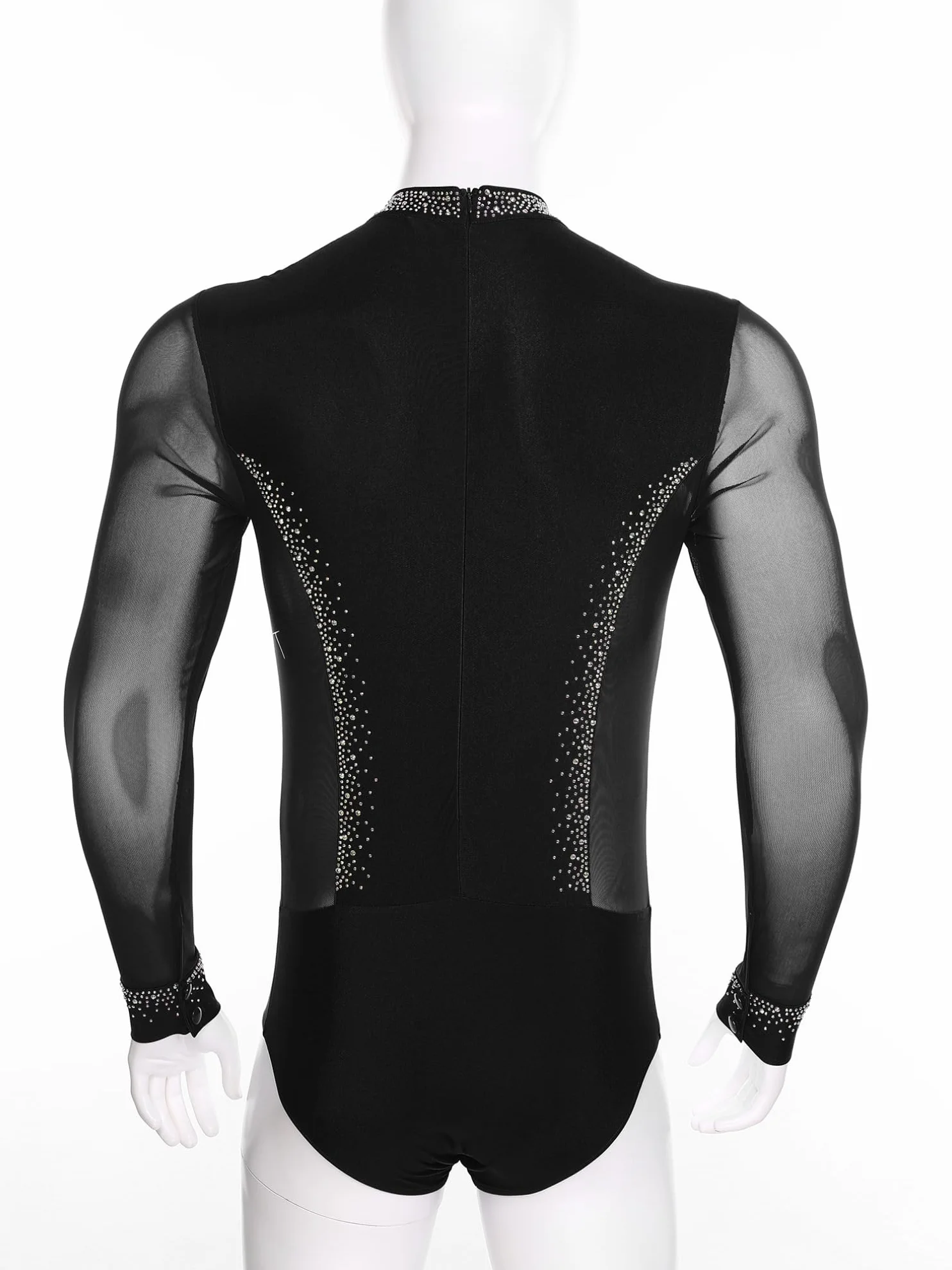 Justaucorps Danse Latine Homme Strass Gymnastique Patinage Body Leotard