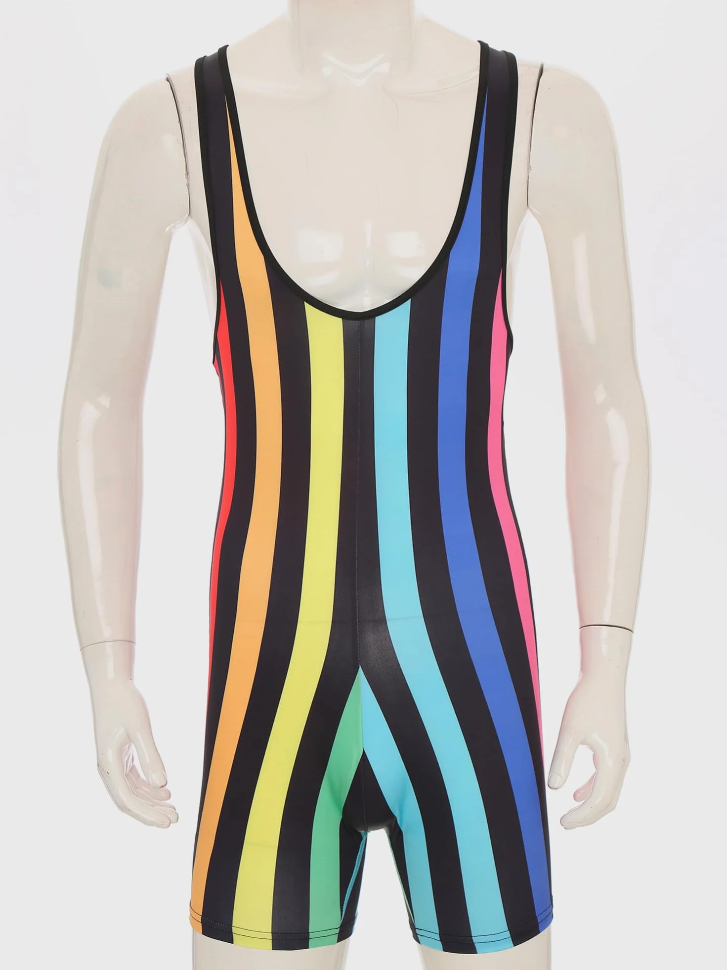 IEFIEL Homme Rayé Singlet Body Justaucorps Fitness Haltérophilie Combinaison Athlétique M-XXL