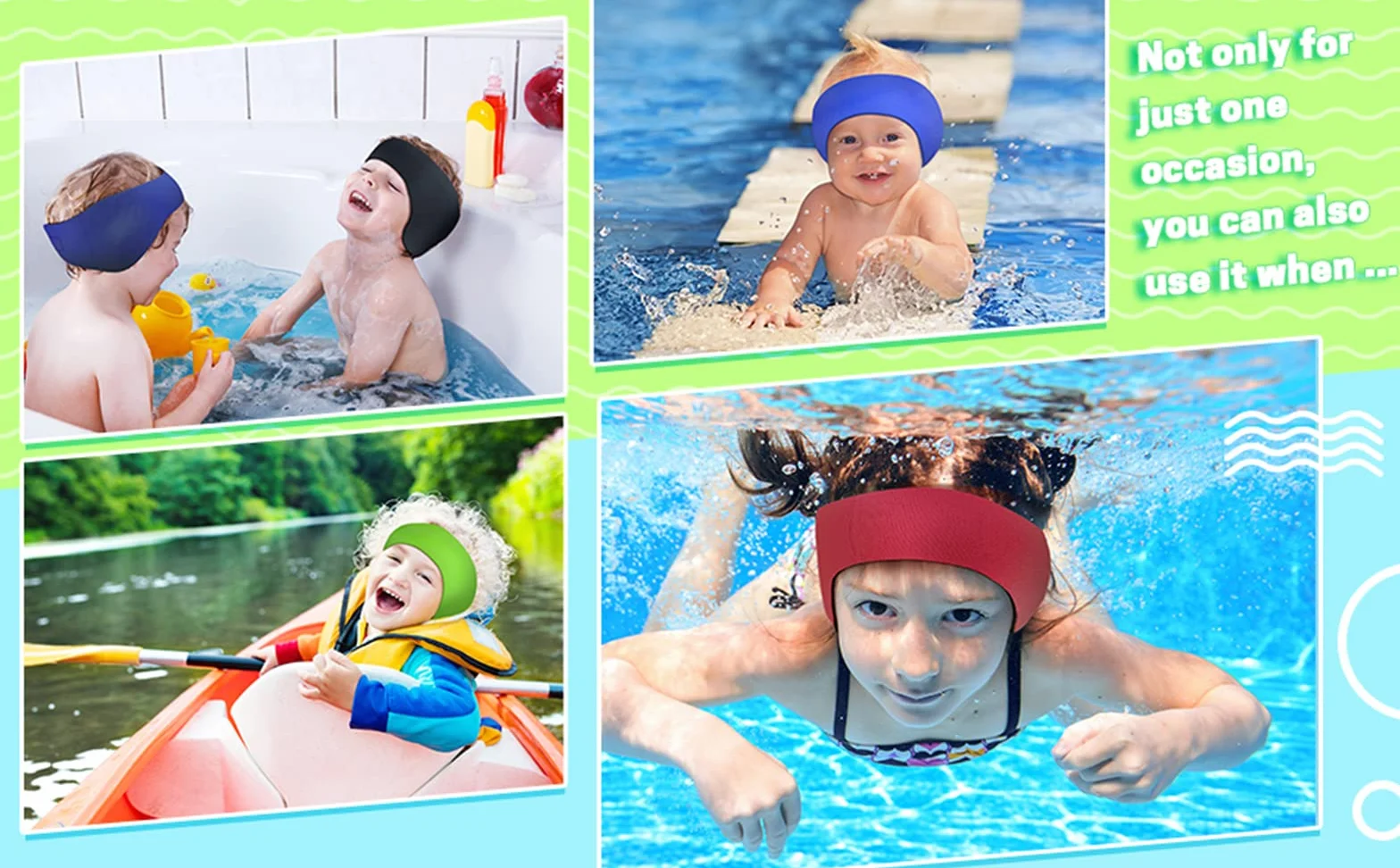 Bandeau de Natation Enfant Néoprène Élastique Équipement Sport Nautique Anti-Eau Violet