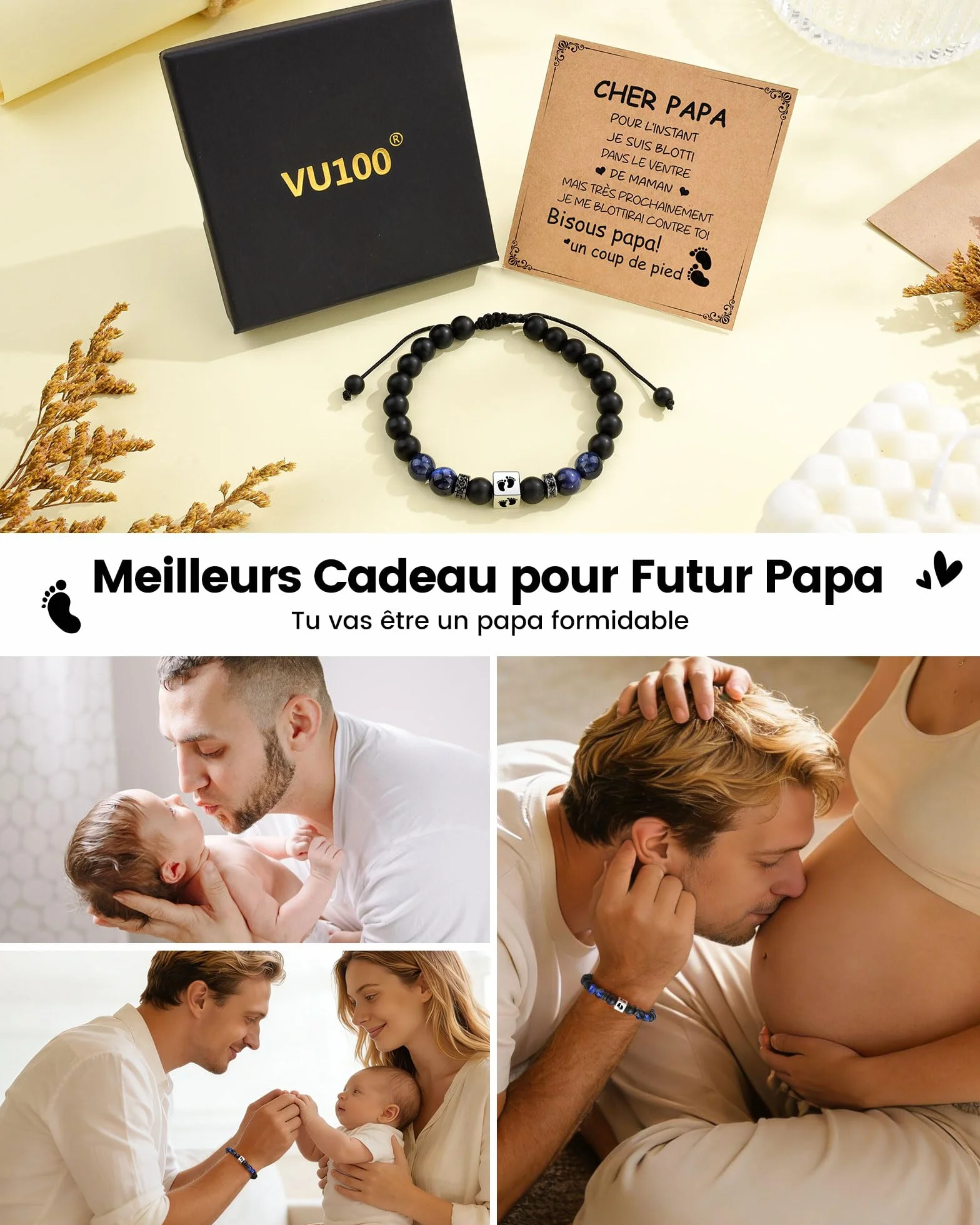 Bracelet Personnalisé pour Homme Cadeau Fête des Pères Original