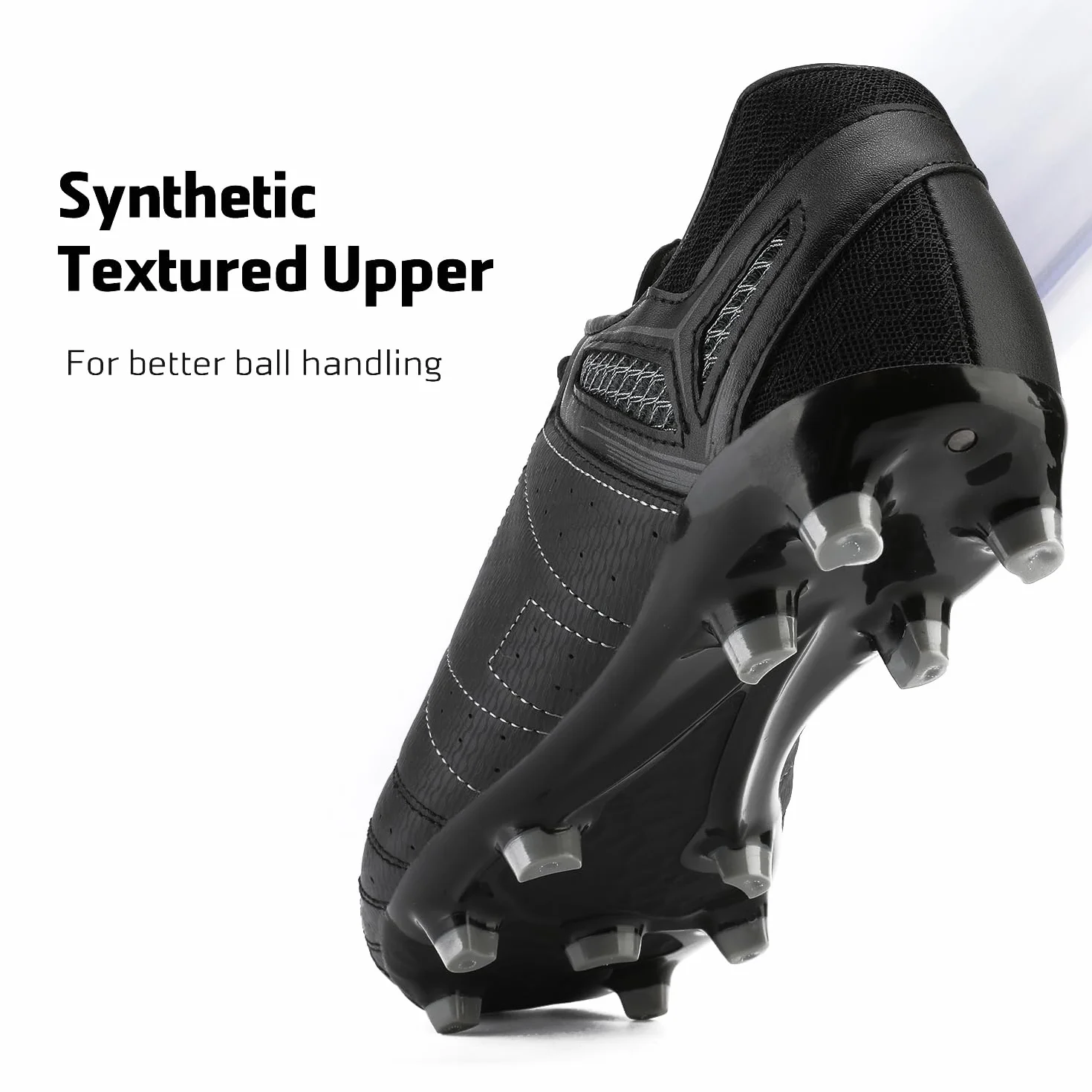 Dream Pairs Chaussures de Football pour Hommes, Chaussures à Crampons Professionnelles, Rouge/Noir 10