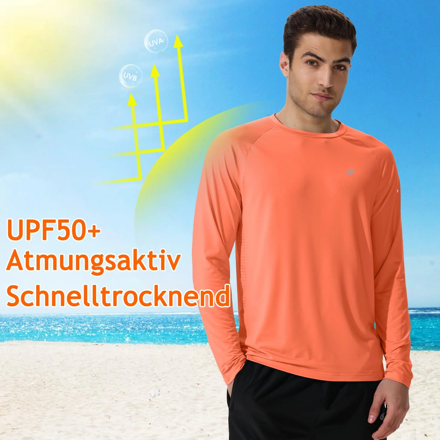 Huayuzh Rashguard UV UPF 50+ T-shirt à manches longues pour homme Séchage rapide Respirant Surf