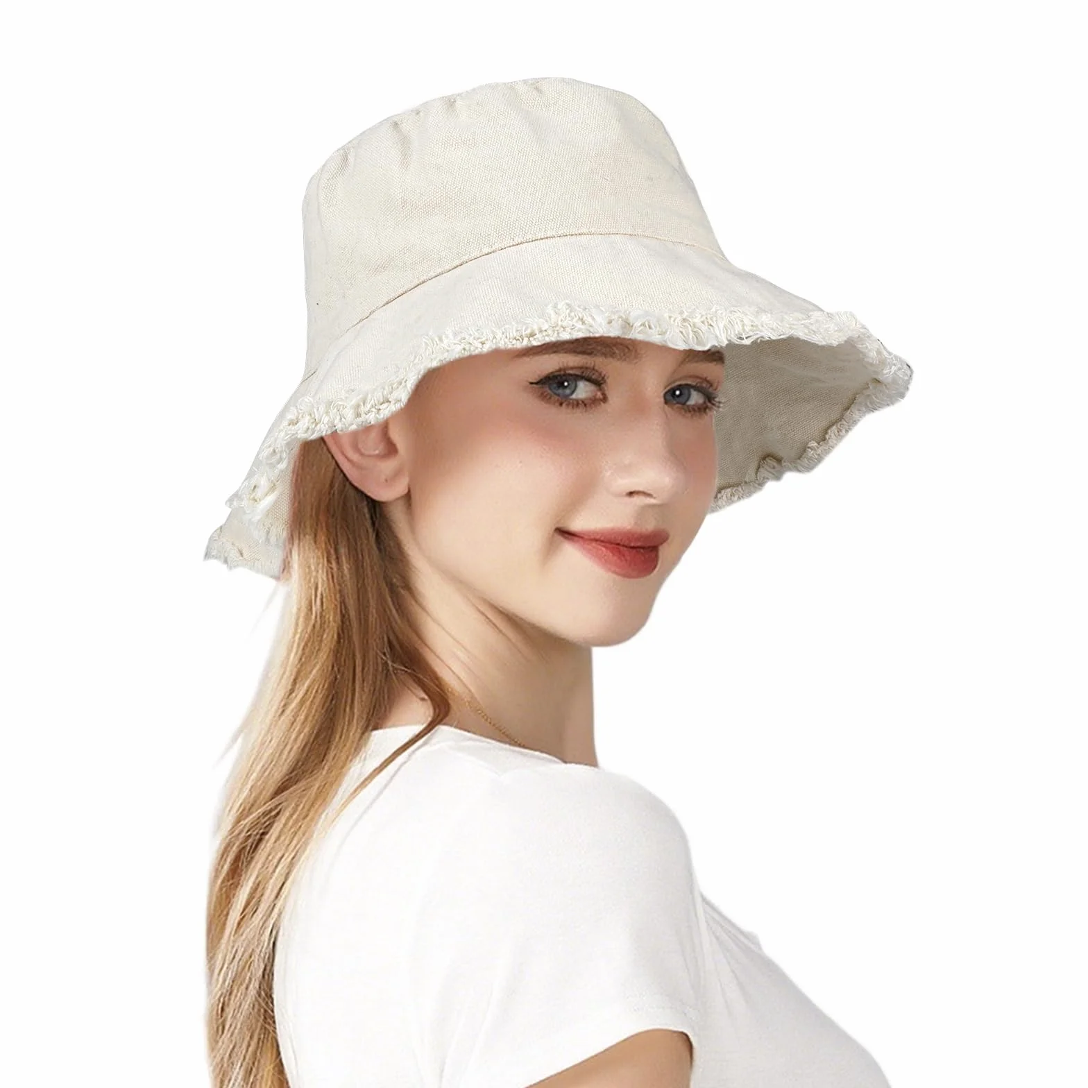 Chapeau Anti UV Femme Réversible Protection Solaire Coton Bob Bucket Hat Été