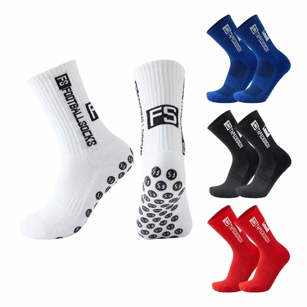 Chaussette Foot Enfant 4 Paires Antidérapantes Taille 33-39 Blanc Noir Bleu Marine Rouge