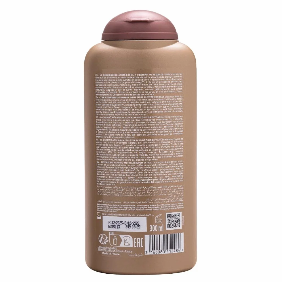 Corine de Farme Shampooing Après-Soleil Nourrissant Fleur de Tiaré & Monoï Sans Sulfate ni Silicone 300 ml
