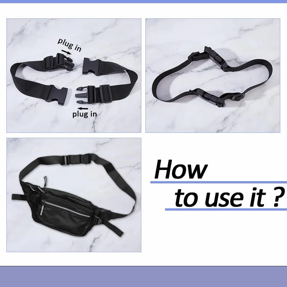 SUPERFINDINGS 2Pcs Sangle de Sac à Dos Réglable 34cm Rallonge de Ceinture en Nylon Noir 3.8cm