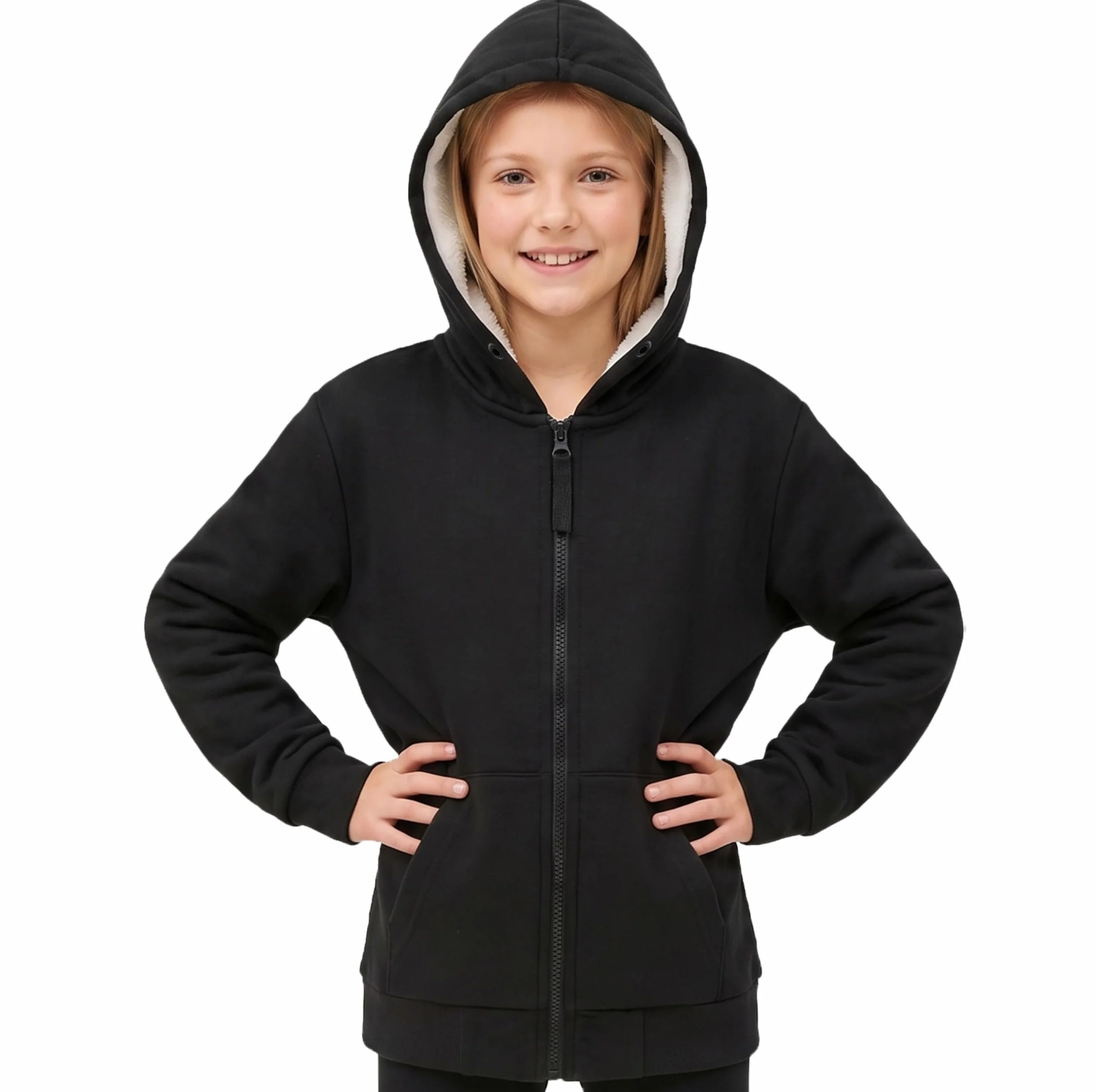 CityComfort Sweat à Capuche Enfant Zippé Veste Polaire Doublée Hiver Chaud 5-15 Ans