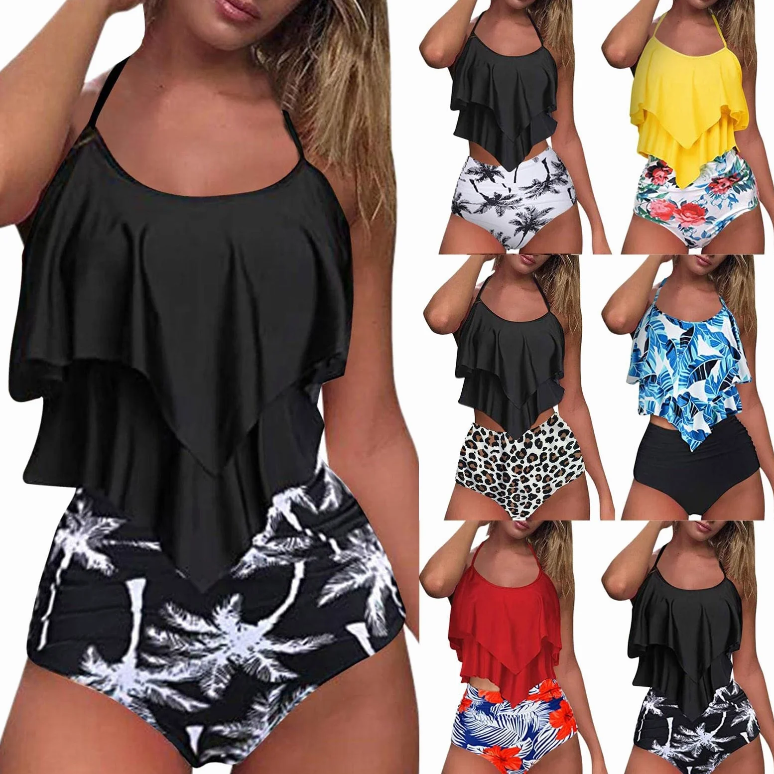 Maillot de Bain Maillot De Bain Plus Maillots De Maillots De Bain Femmes Noir Tummy Tummow Showwear Till Haut Maillot De Bain avec Shorts Beach Loisirs Vacances Maillots De Bain