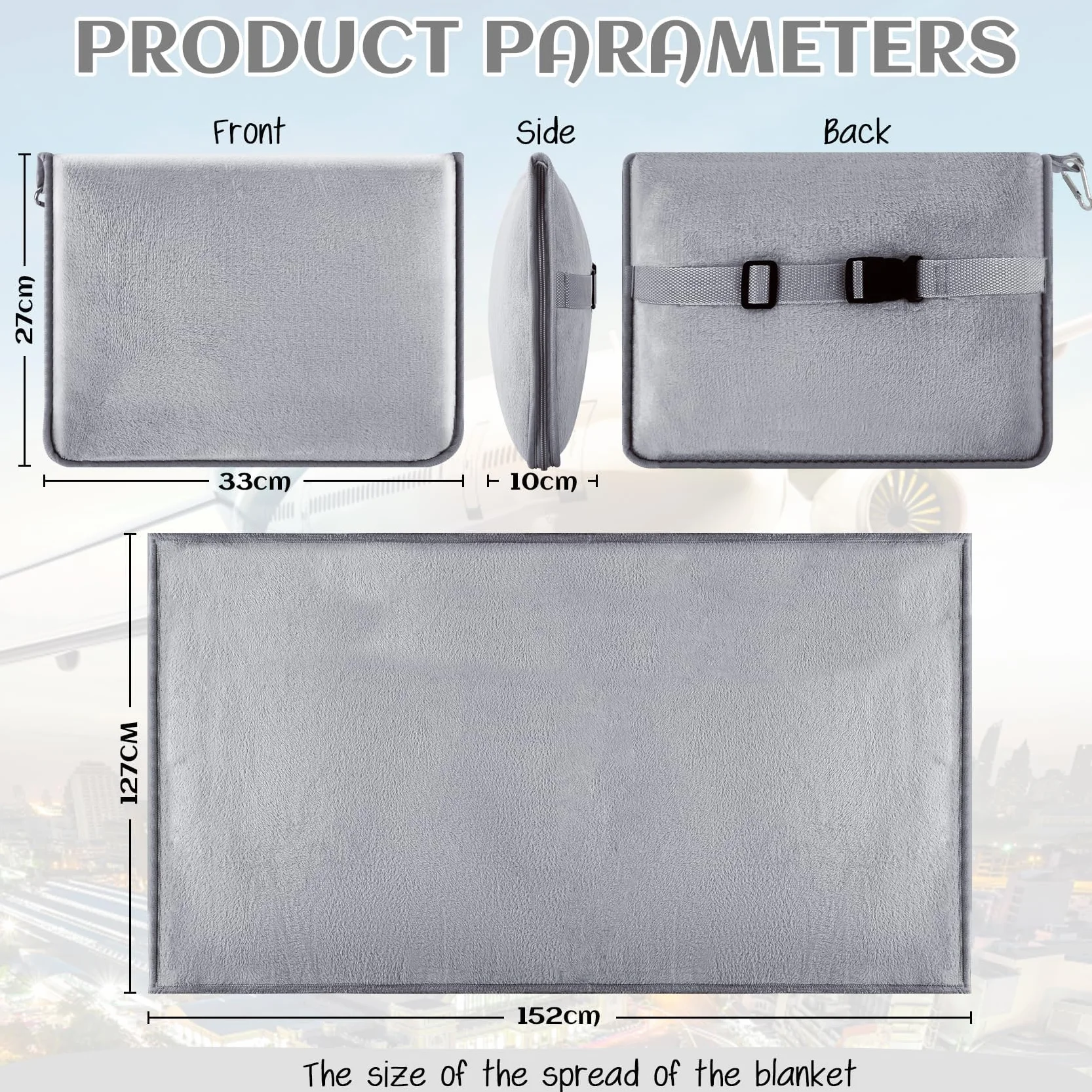 Couverture de Voyage Douce et Chaude avec Oreiller Portable pour Avion, Voiture et Train