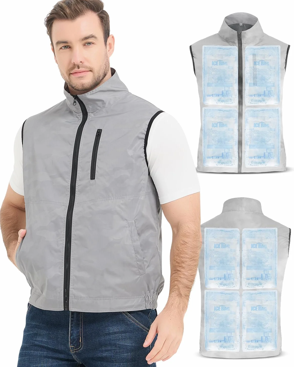 FERNIDA Gilet de Refroidissement Homme Femme, Gilet de Glace avec 24 Rembourrage Froid