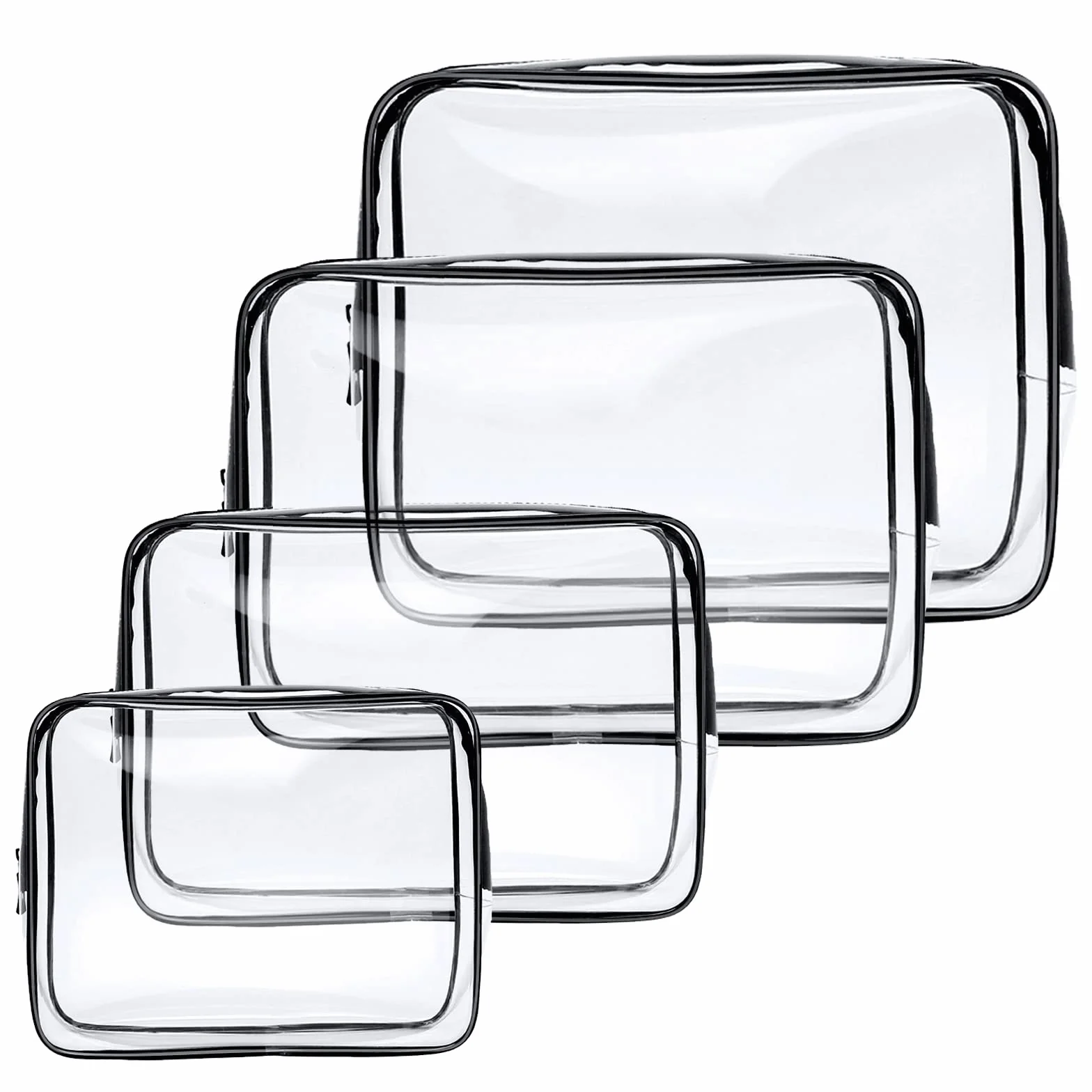 Aucuu Trousse de Toilette Transparente PVC Étanche Kit de Voyage Avion Sac de Rangement Cosmétiques
