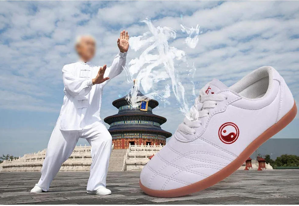 Chaussures d'Arts Martiaux Tai-Chi Baskets Kung-Fu Cuir Véritable Antidérapant Respirant Enfants Adultes