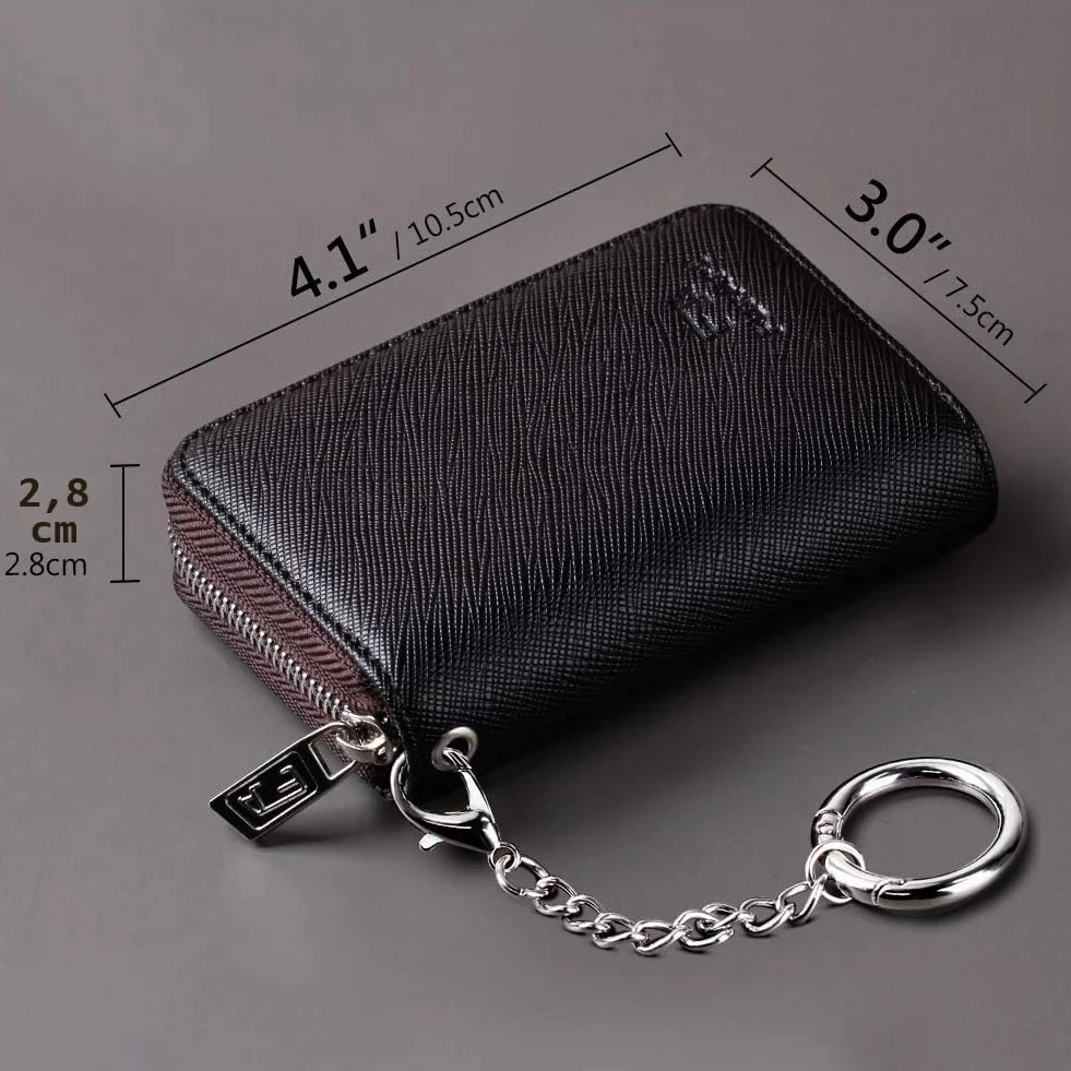 Porte Cartes de Crédit Fermeture Eclair Blocage RFID Portefeuille avec Porte-clés