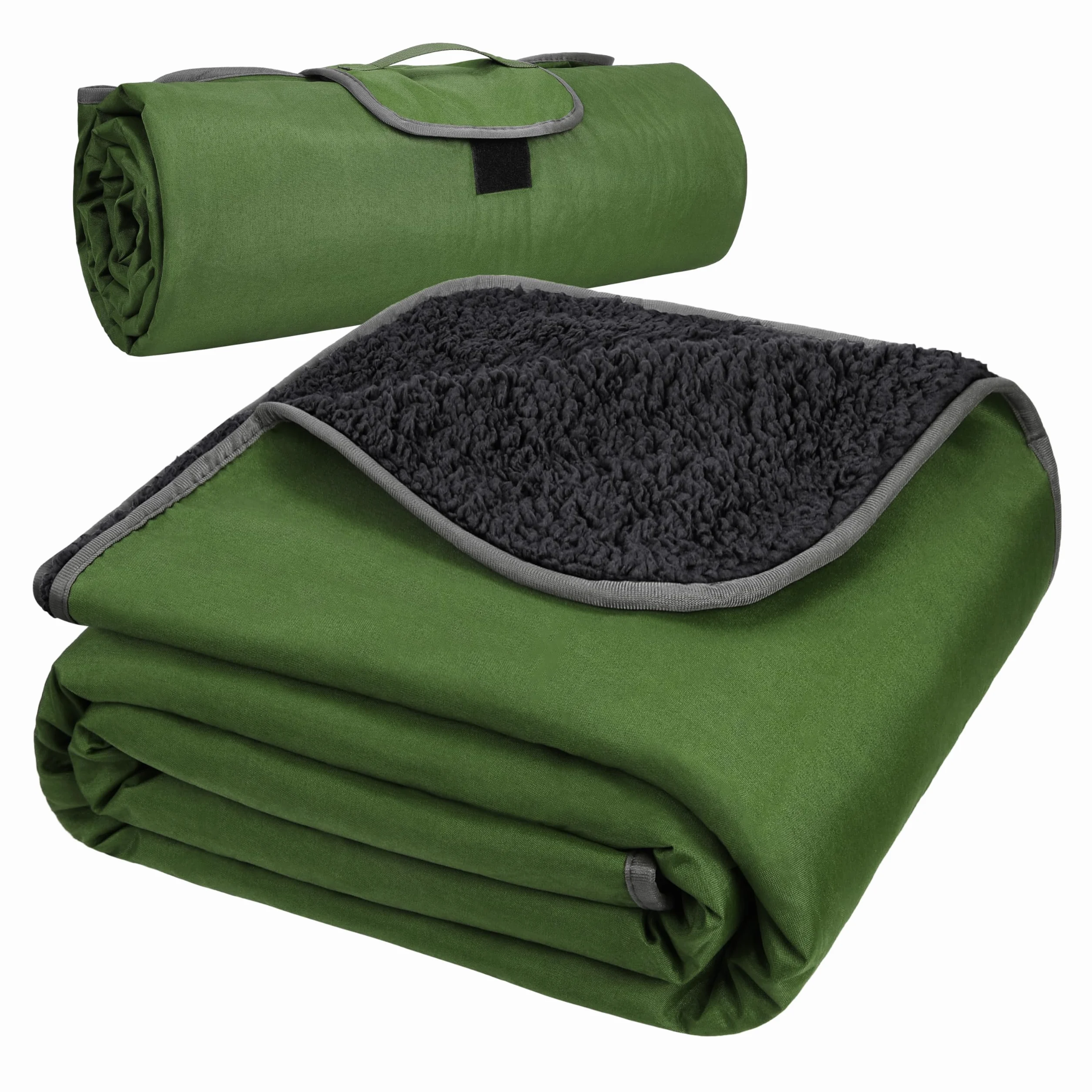 Kato Tirrinia Couverture d'extérieur imperméable Sherpa 200 x 150cm Vert/Noir