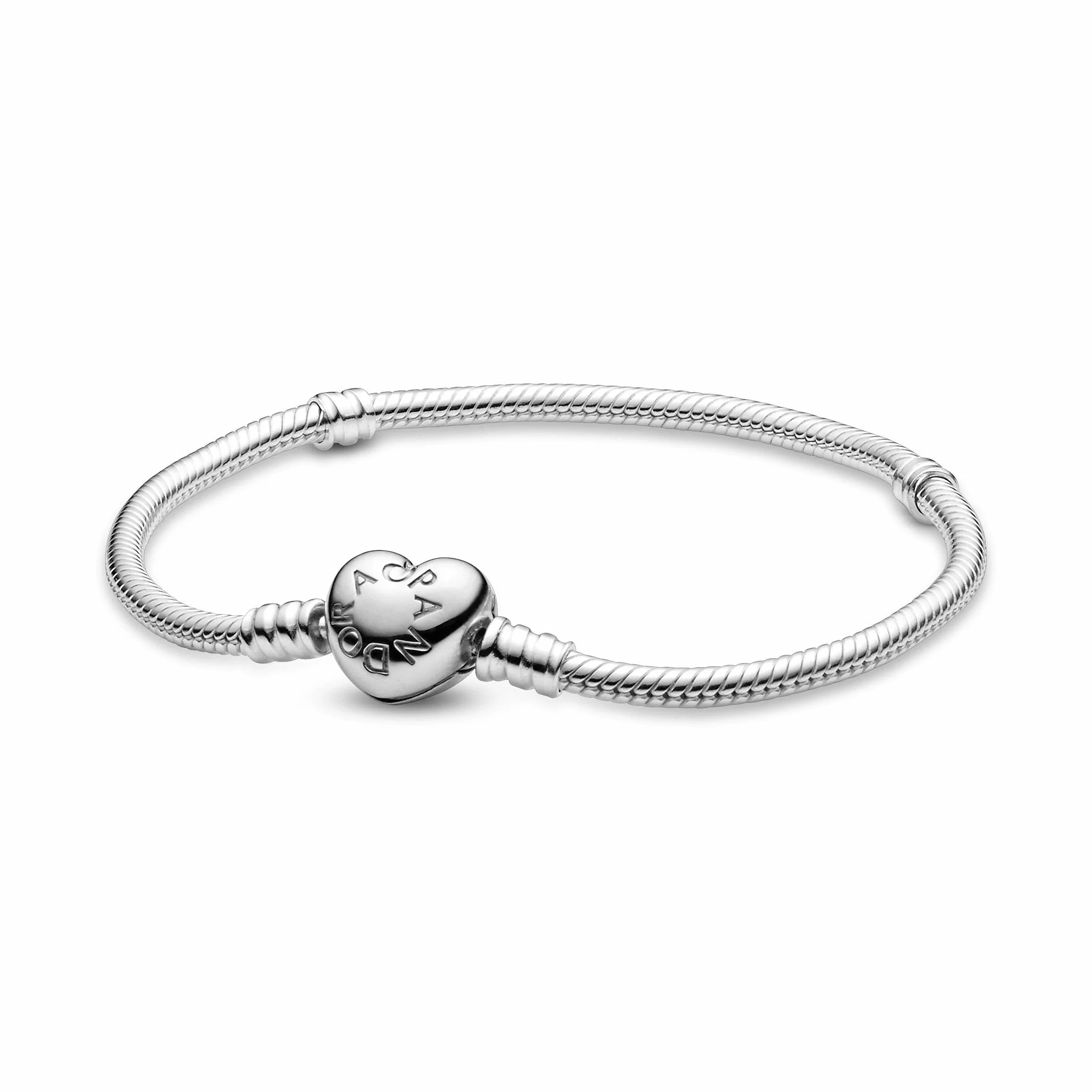 Pandora Icons Bracelet Cœur et maille serpent en argent fermoir cœur