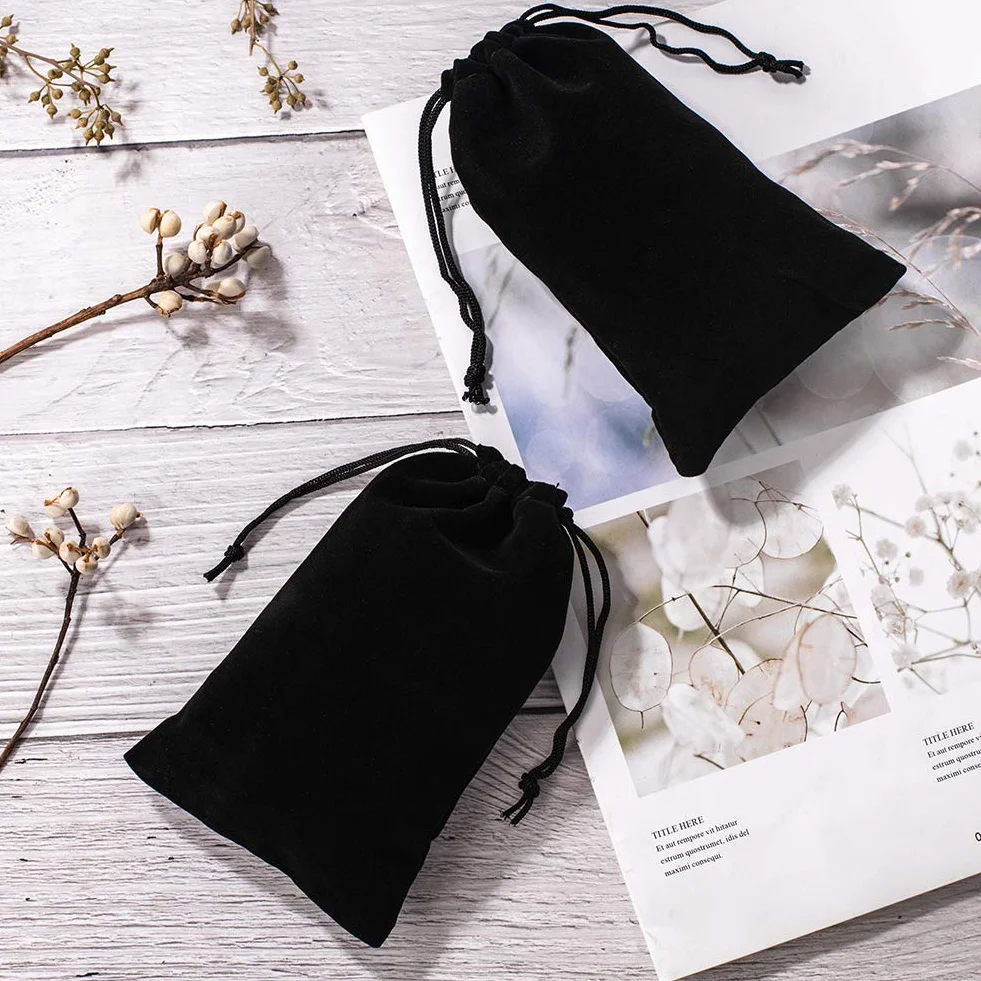 NBEADS Velvet Bags 10x15cm Noir Velvet Pochettes Sacs de Bonbons de Noël Faveur pour Bijoux