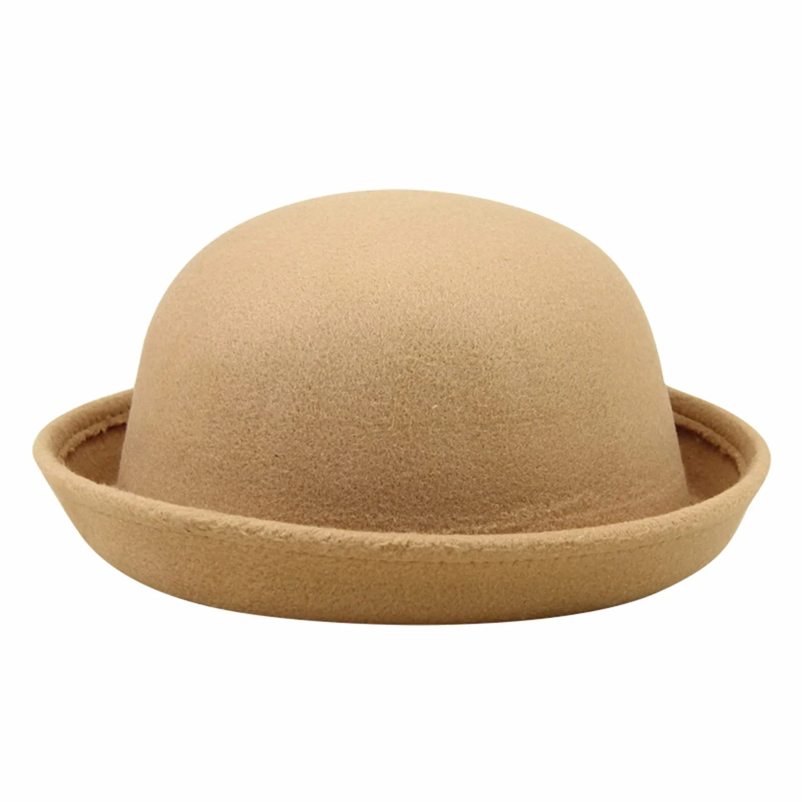 Chapeau melon Panama classique en laine à bord enroulable pour adultes